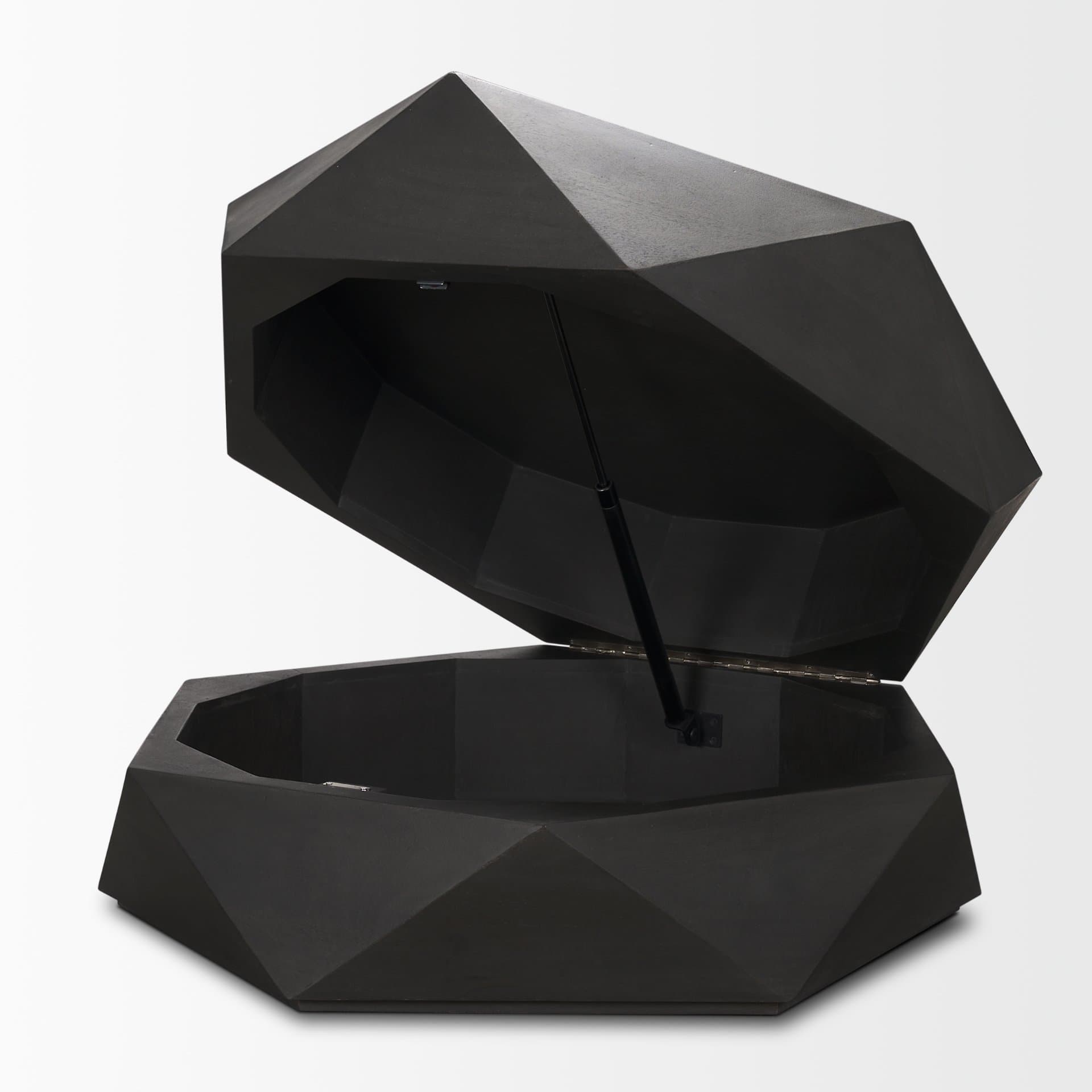 Arreto 36" Hexagonal Hinged Solid Wood Top and Base Coffee Table — product photograph