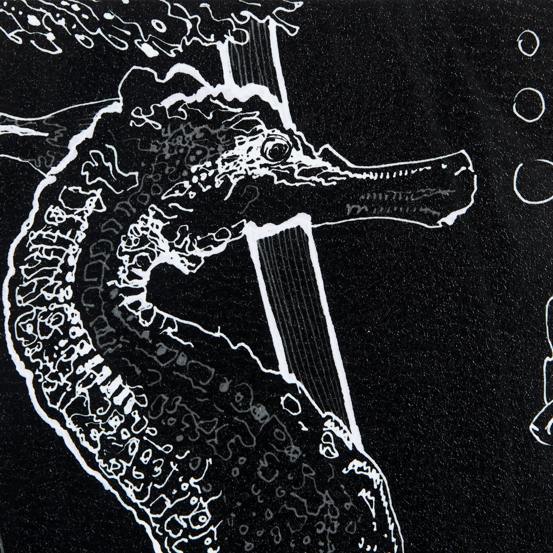 Fish Black by Mercana Studio a Hand Embellished Textured Framed Art Print Matted under Glass — product photograph