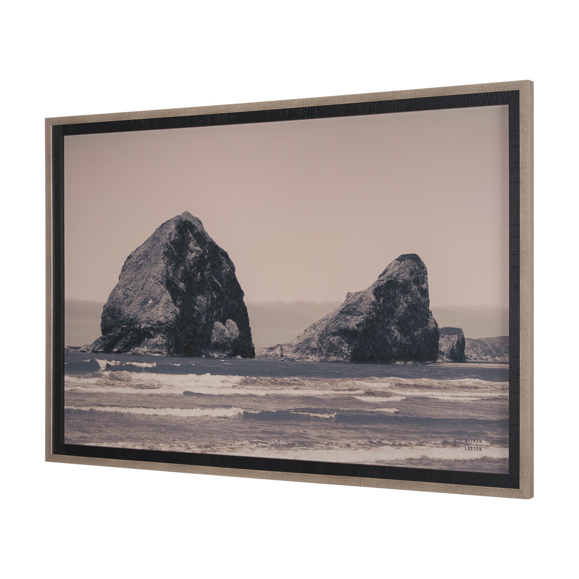 Rocky Shores by Nathan Larson a Hand Embellished Framed Photo Art Print Matted under Glass — product photograph