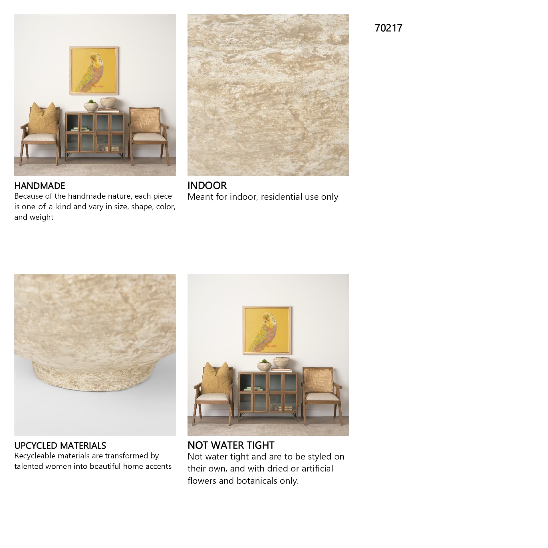 Sonu Set of 2 Beige Paper Mache Half-Pot Bowls — in a styled room