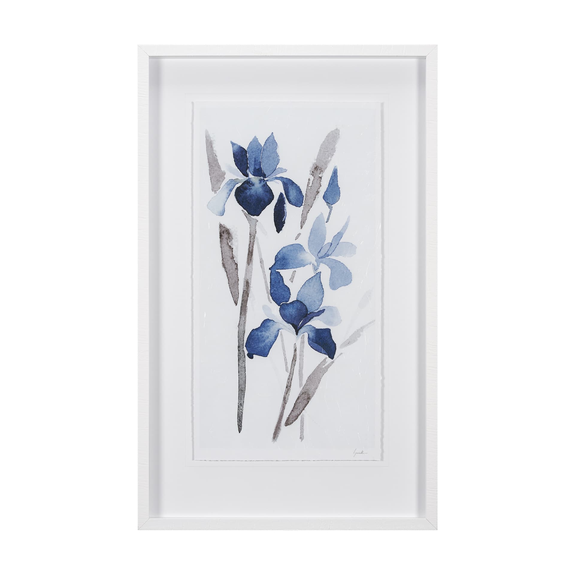 Blue Iris I by Mercana Studio a Hand Embellished Textured Framed Art Print Matted under Glass — product photograph