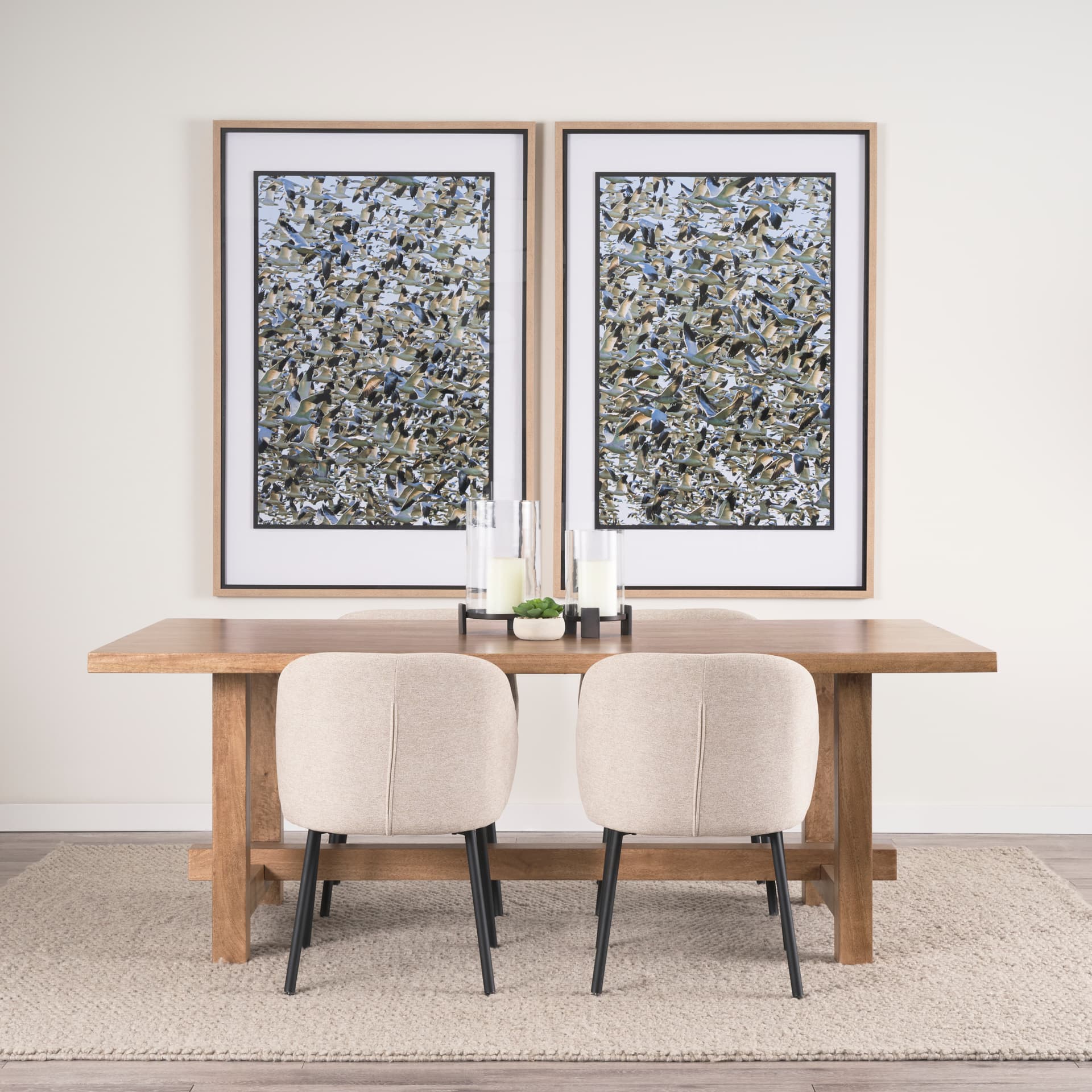 Snowgoose Migration 2 by Gary Blatter Hand Embelished Textured Framed Art Print Matted under Glass — in a styled room