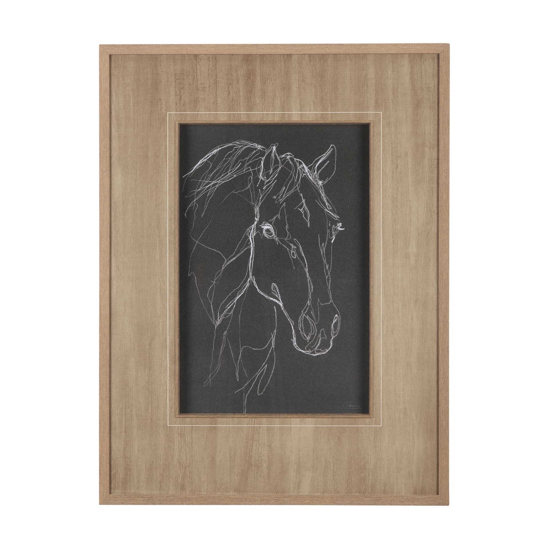 Thoroughbred Dark III by Mercana Studio Hand Embellished Textured Framed Art Print Matted under Glas — product photograph