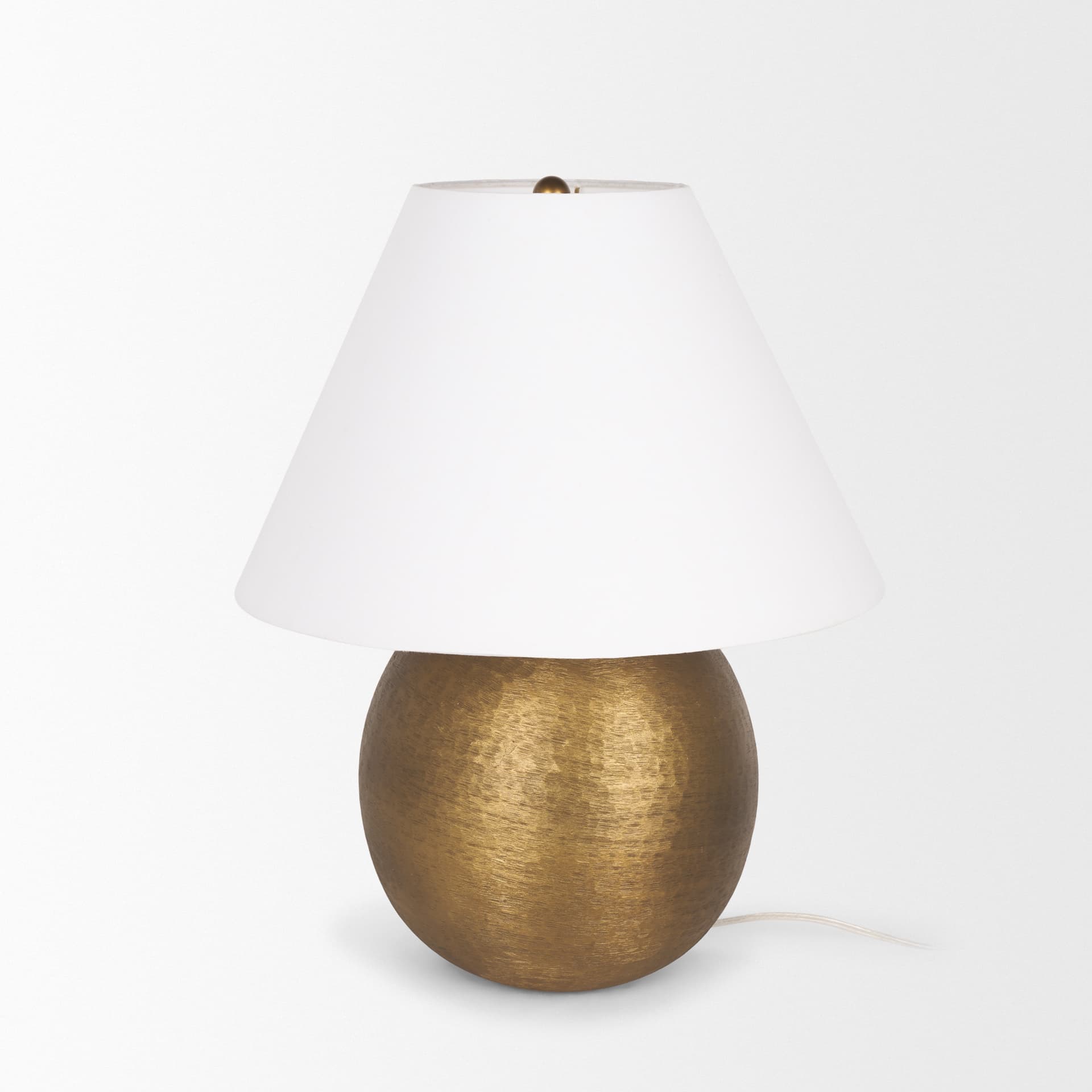 Sadiyah Antiqued Gold Brushed Metal w/ Cream Shade Table Lamp — product photograph