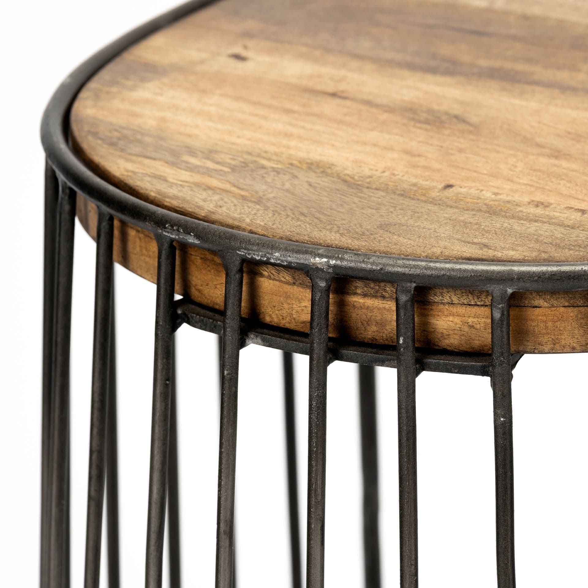 Seagram Backless 30.5in Seat Bar Stool | Brown Wood w/ Black Metal — product photograph
