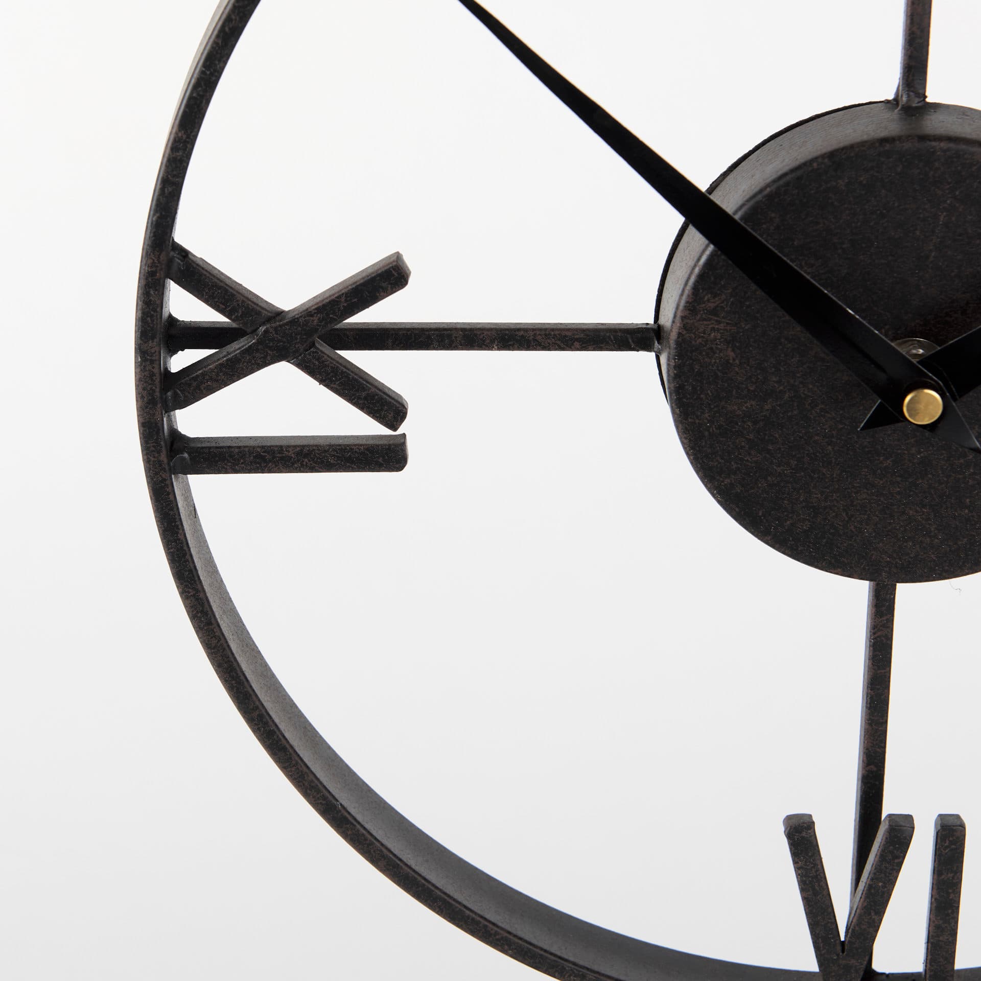 Oris Black Metal/Wood Open Frame Table Clock — product photograph