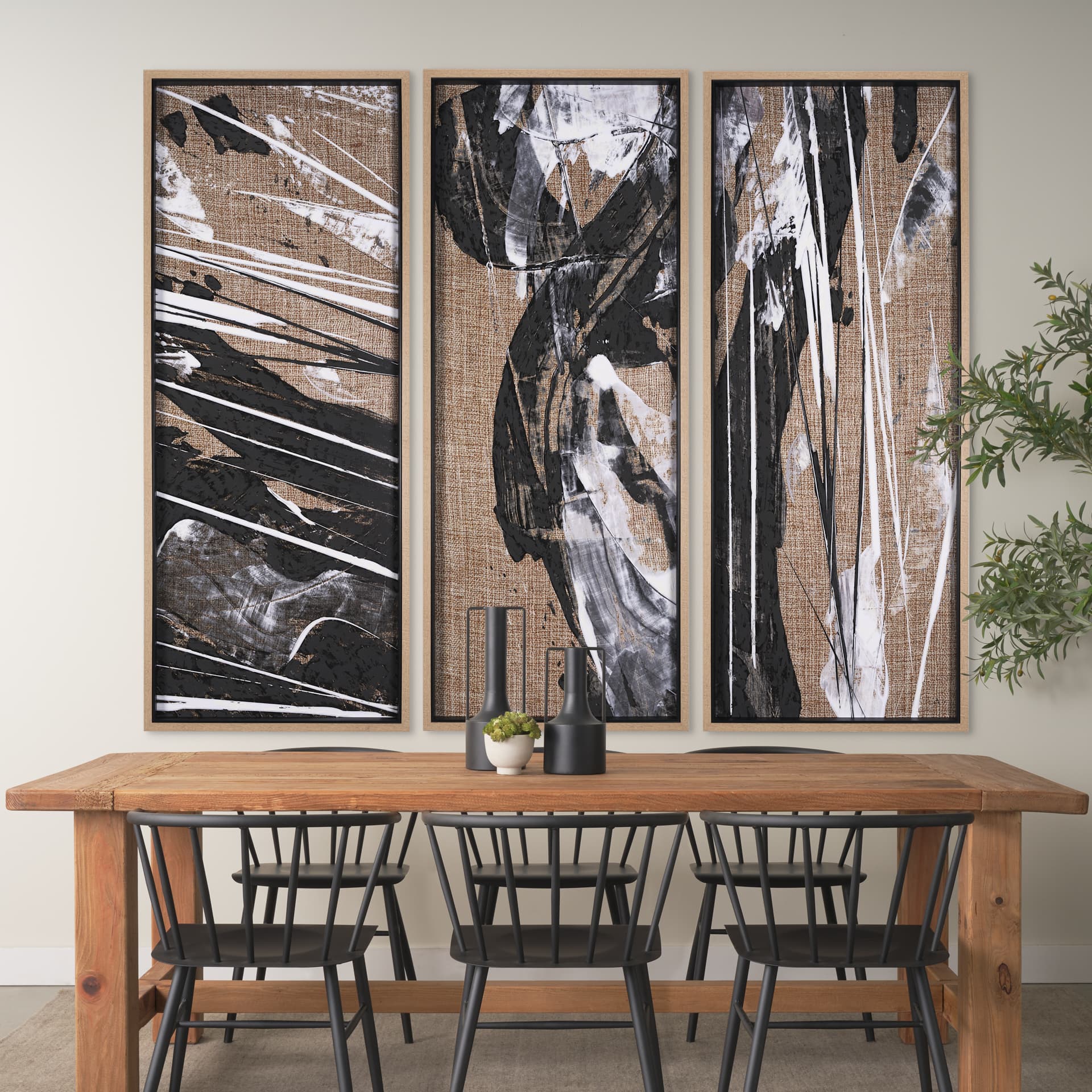 Meshy III by Mercana Studio a Hand Embellished Textured Framed Art Print — in a styled room