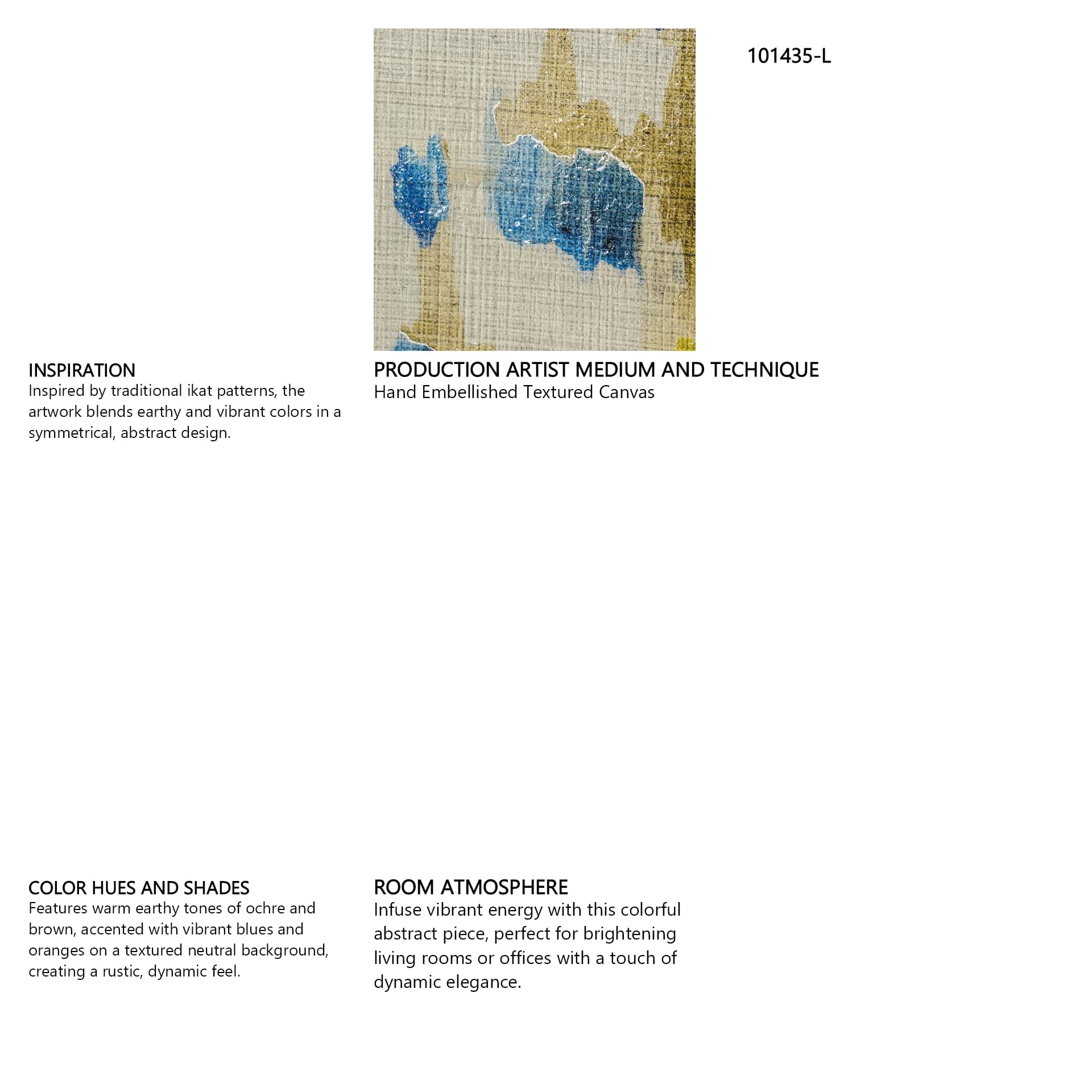 Bohemian Ikat IV by Chariklia Zarris a Hand Embellished Textured Canvas — in a styled room