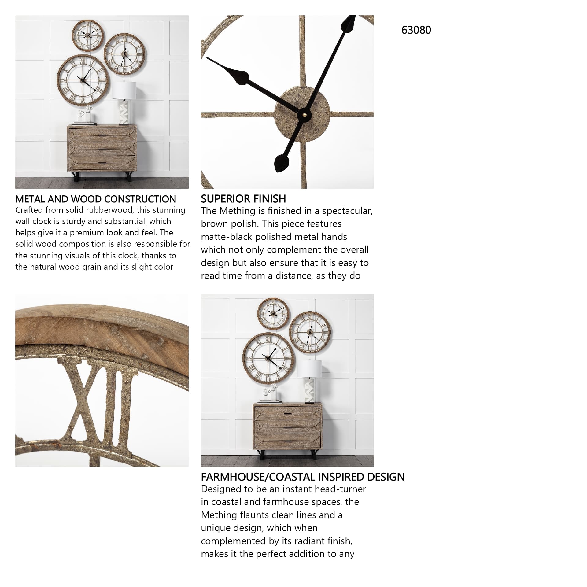 Mething Light Brown 25" Medium Farmhouse Wall Clock — in a styled room