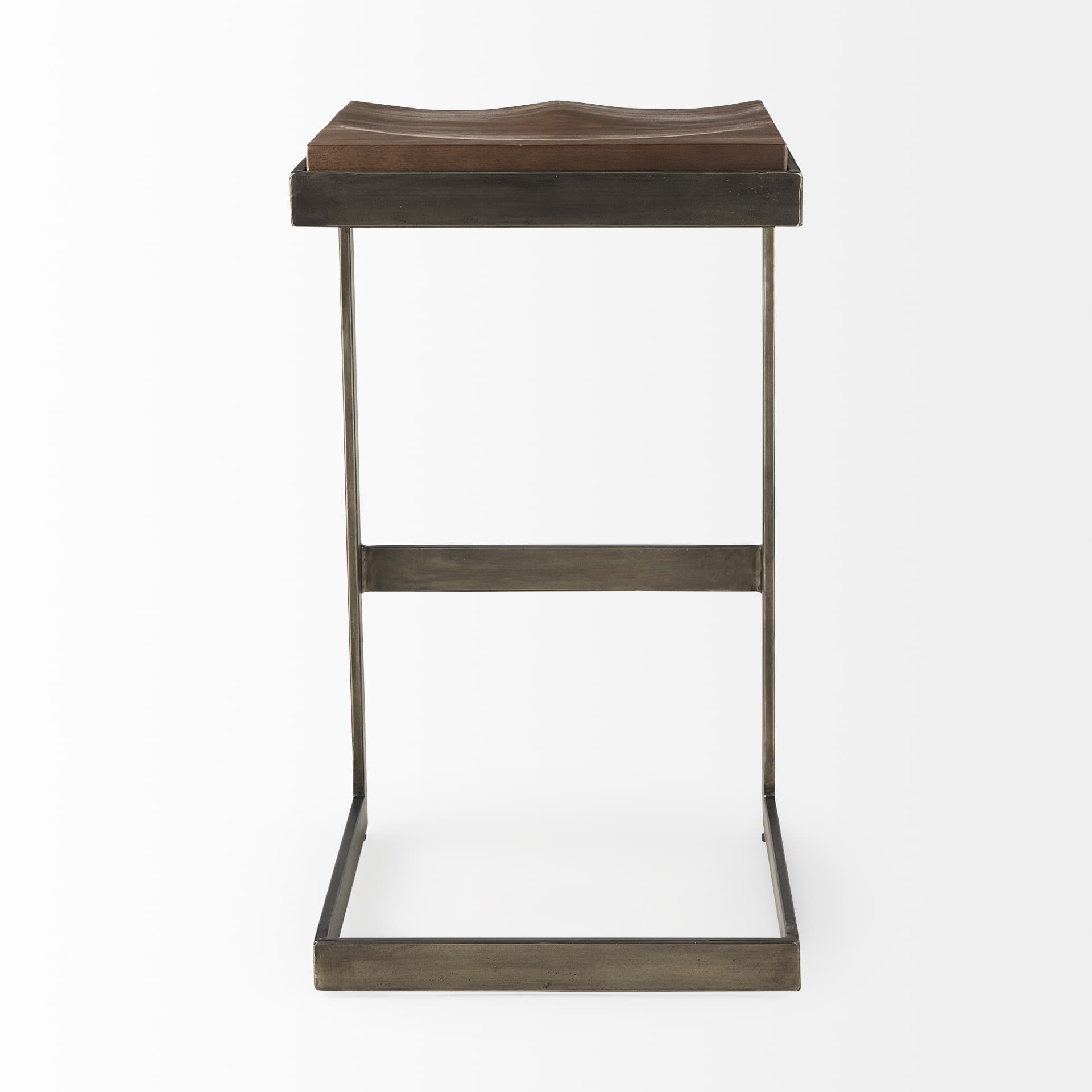 Kiran Backless 30in Seat Bar Stool | Brown Wood w/ Antique Nickel — product photograph