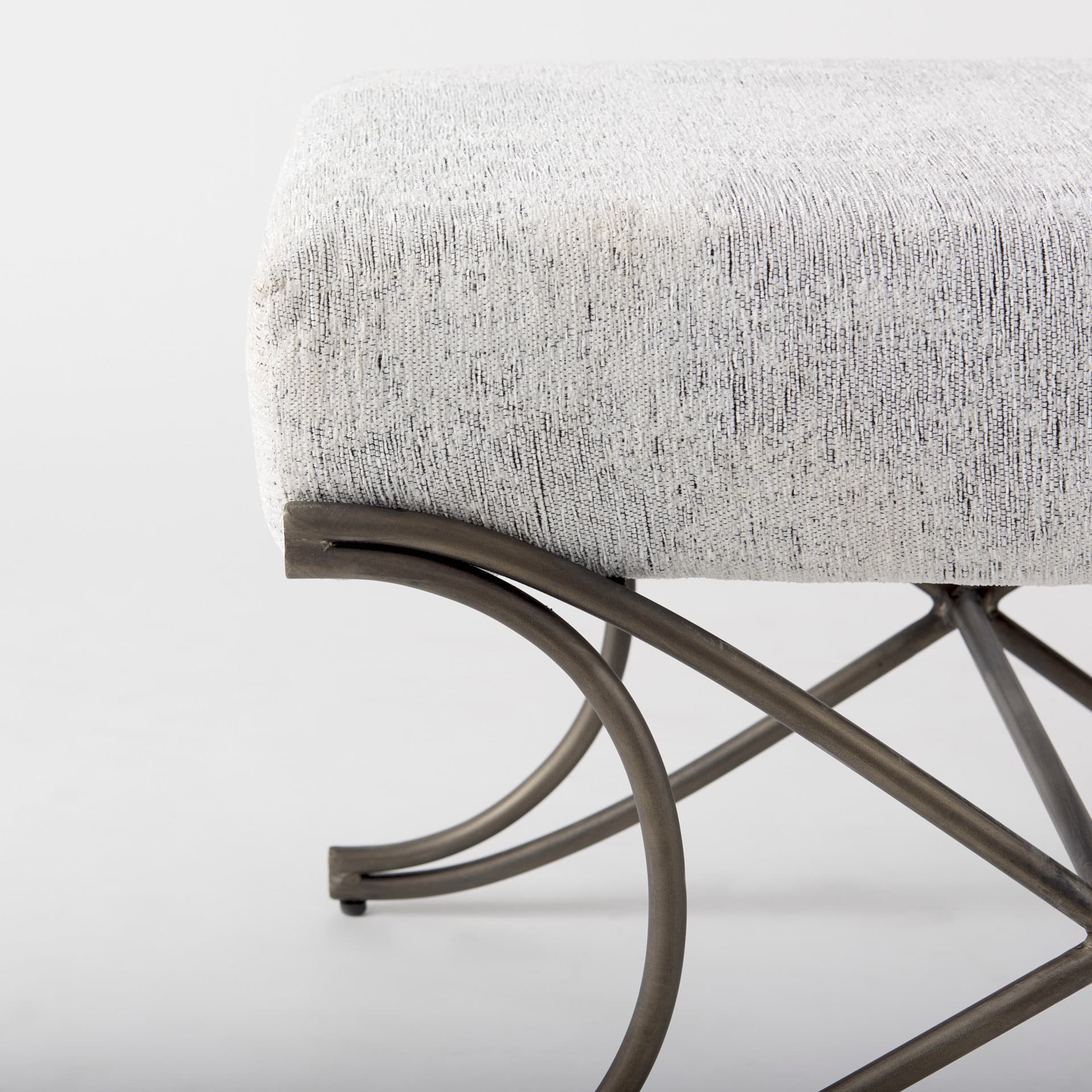 Ayla 55L x 17.6W x 18H Dark Gray Fabric Seat W/ Dark Nickel Metal Frame Bench — product photograph