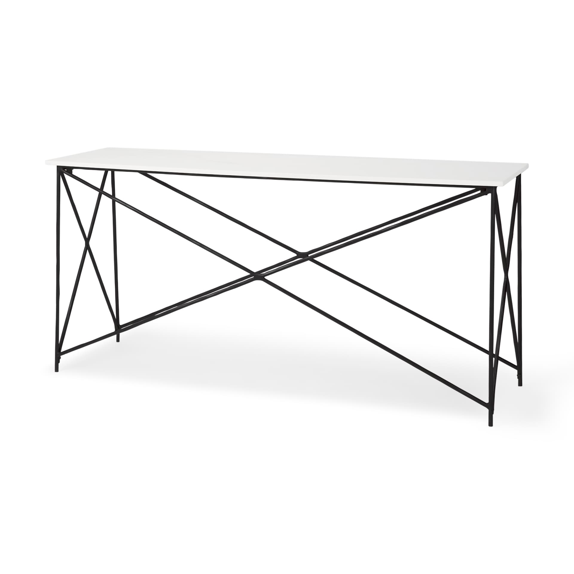 Lorlei Marble Top w/ Gray Iron Base Console Table — product photograph