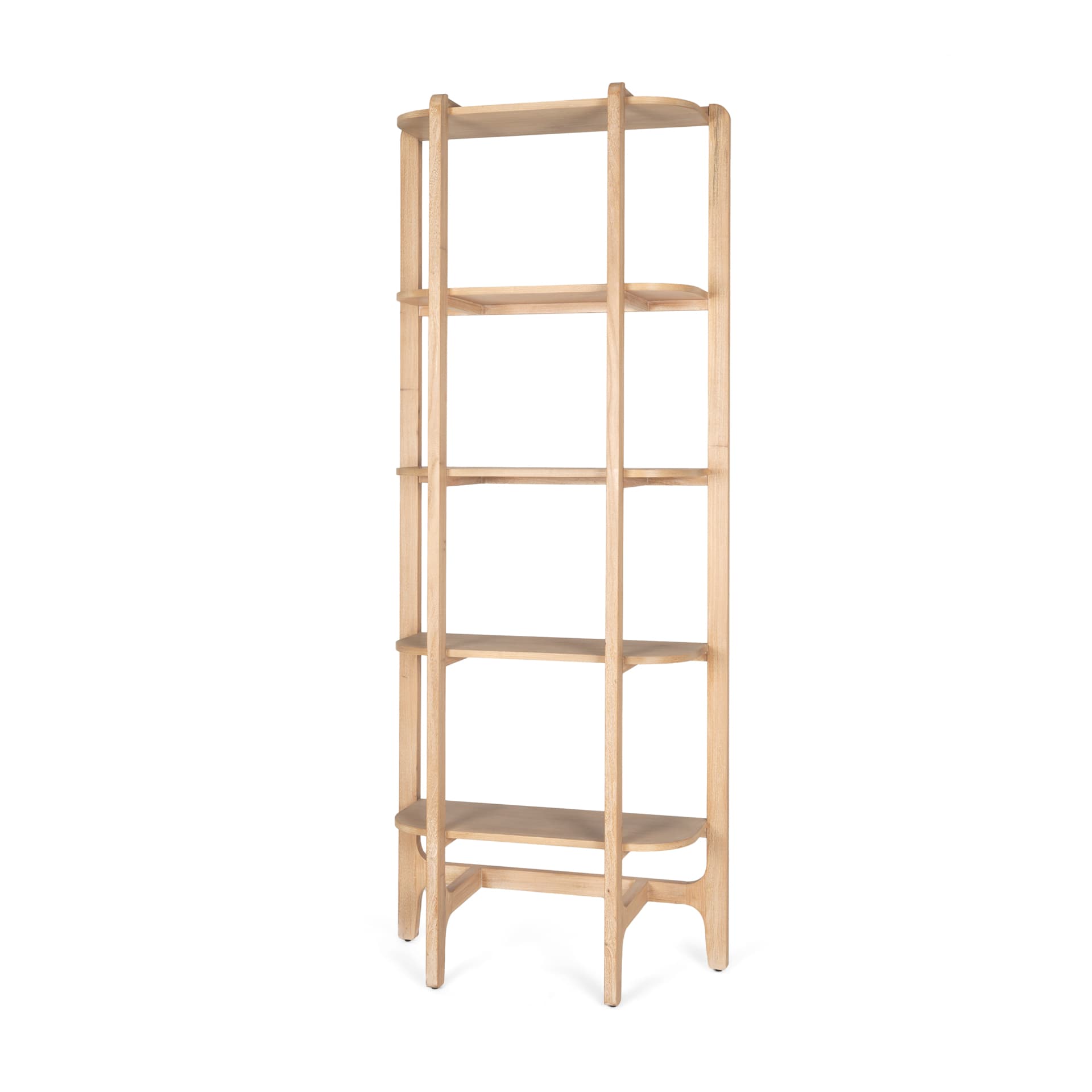 Taylin Light Brown Solid Wood Open Bookshelf — product photograph