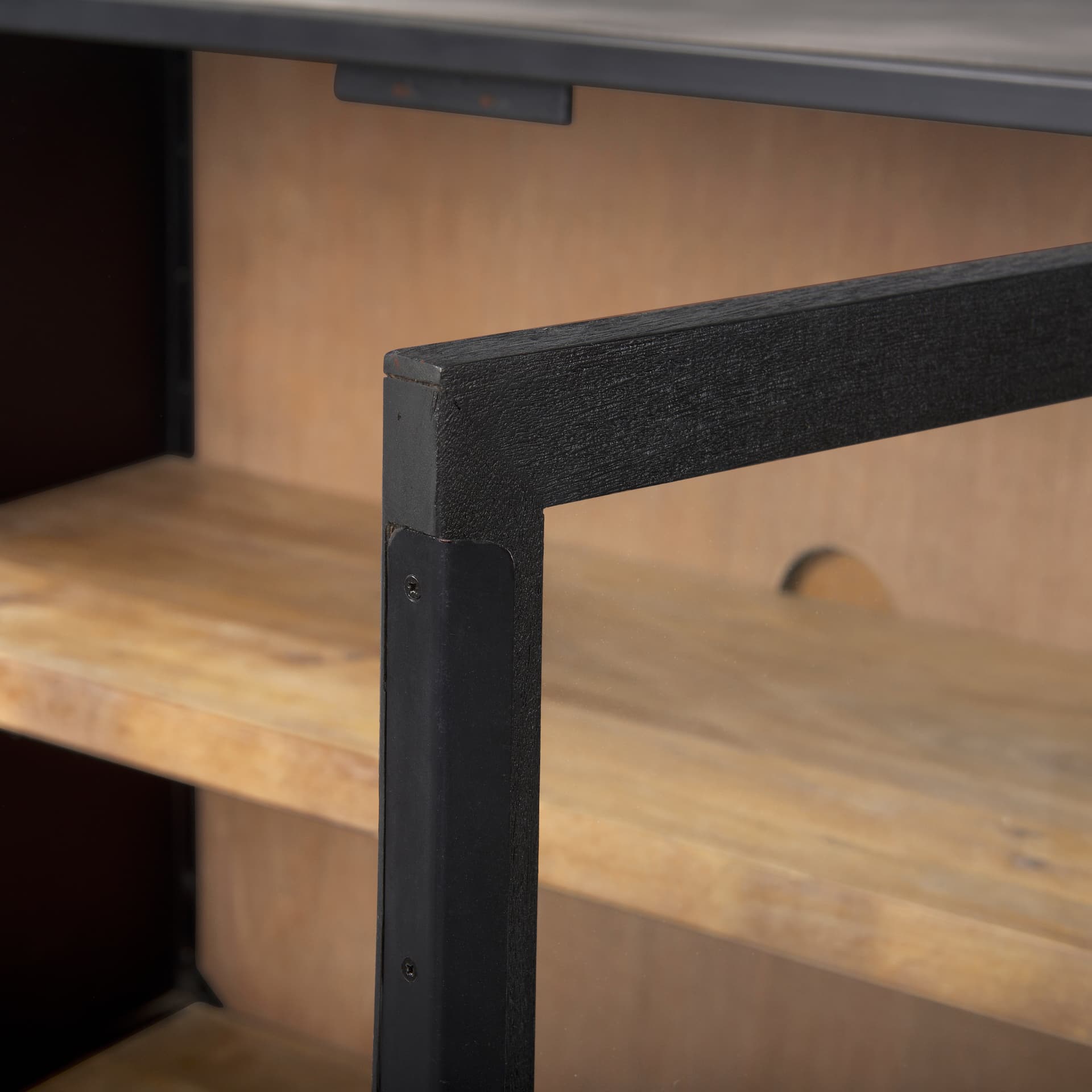 Sloan 80.0L x 17.0W x 36.0H Black Wood W/Black Metal Frame Sideboard — product photograph