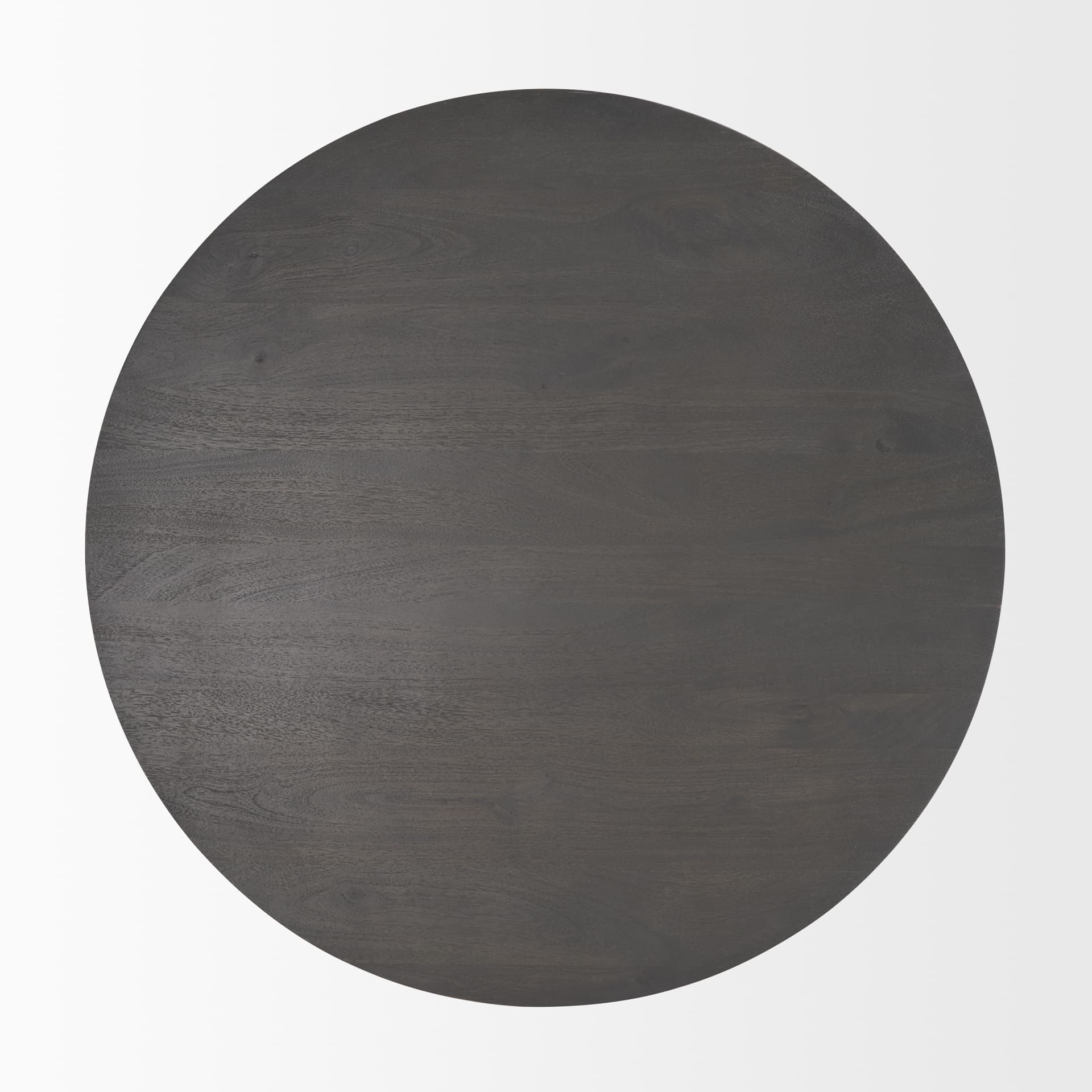 Maxwell 34" Dark Brown Wood W/ Black Metal Pedestal Base Round Coffee Table — product photograph