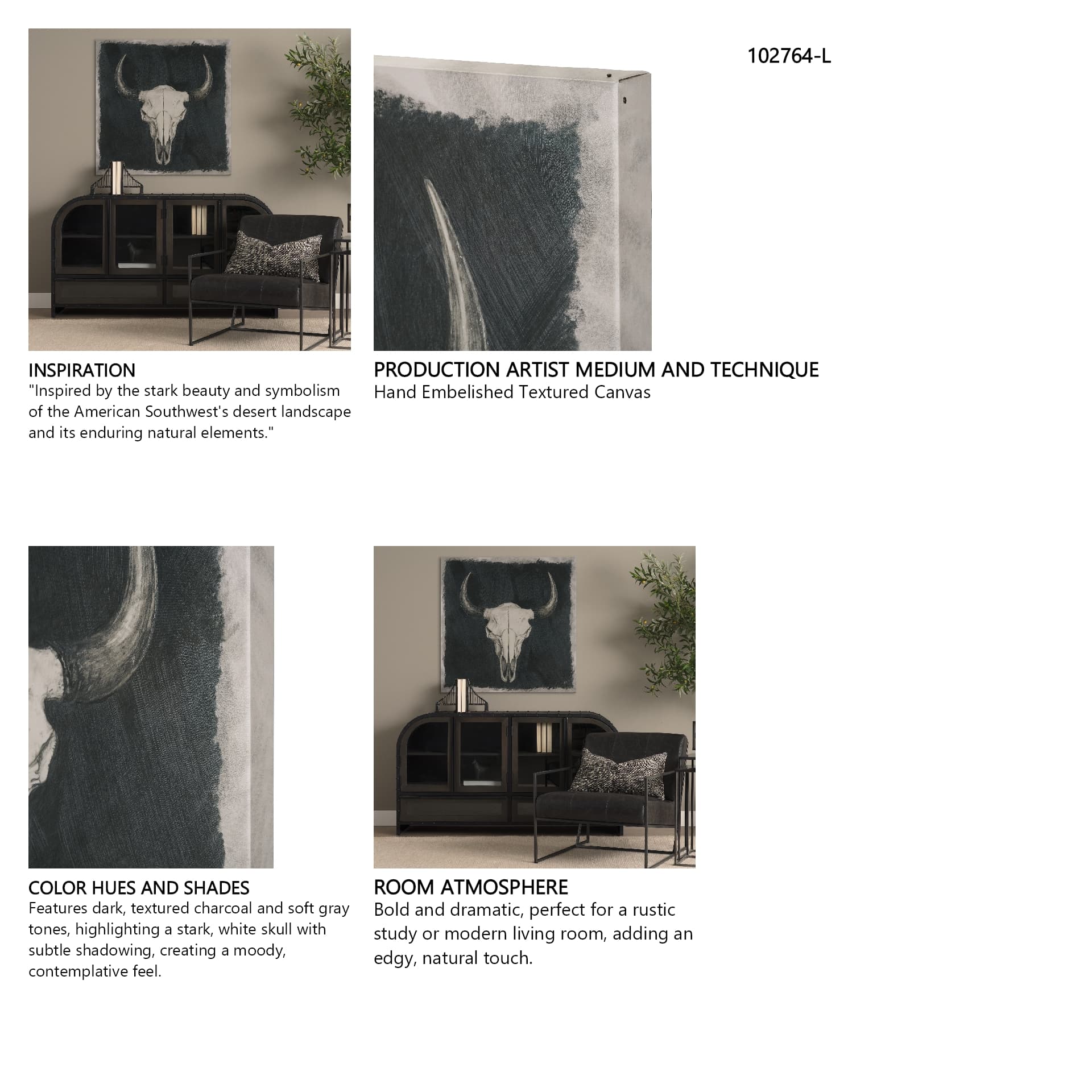 Vestige by Mercana Studio Hand-Embellished Textured Artwork — in a styled room