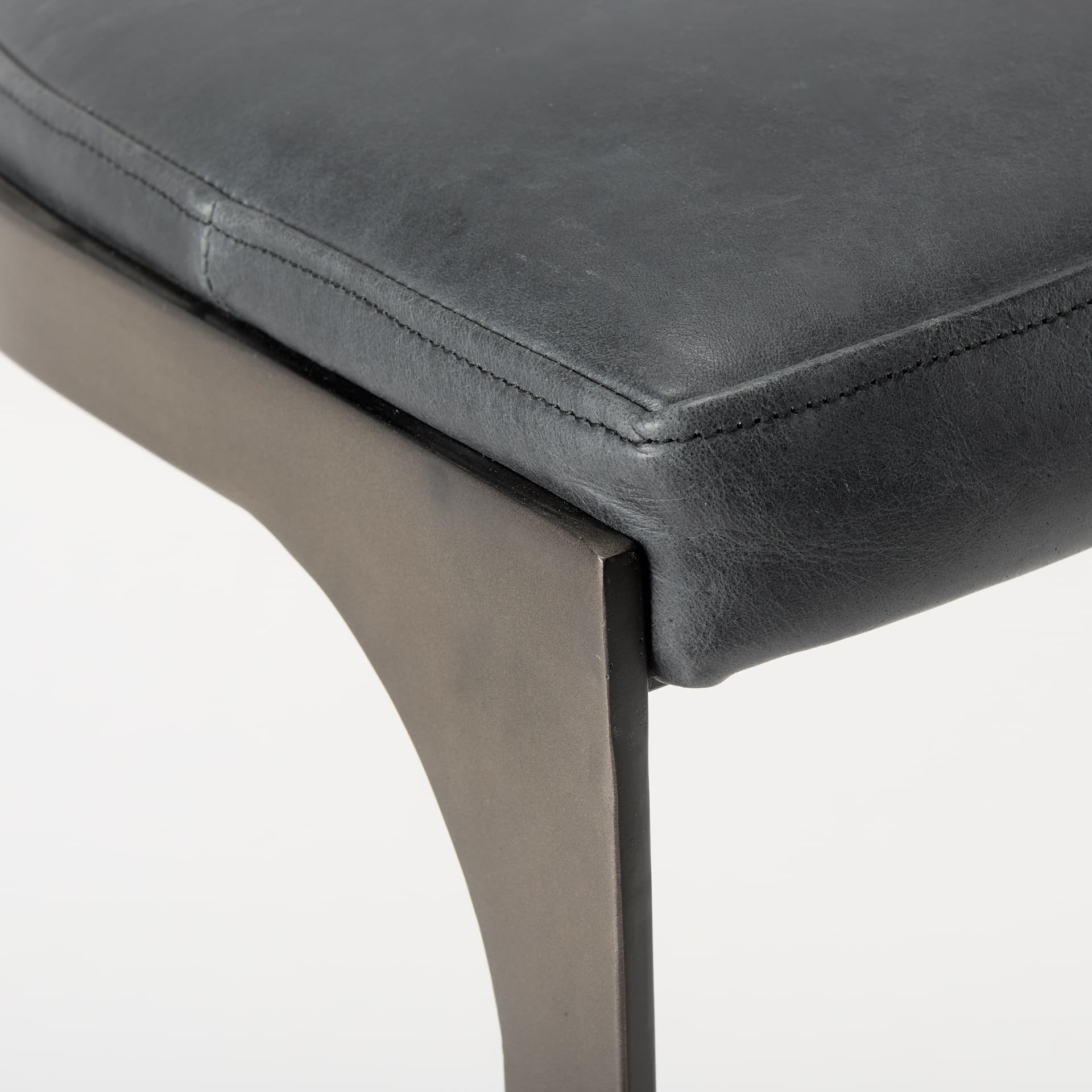 Tyson Backless 28in Seat Bar Stool | Black Leather w/ Black Metal — product photograph