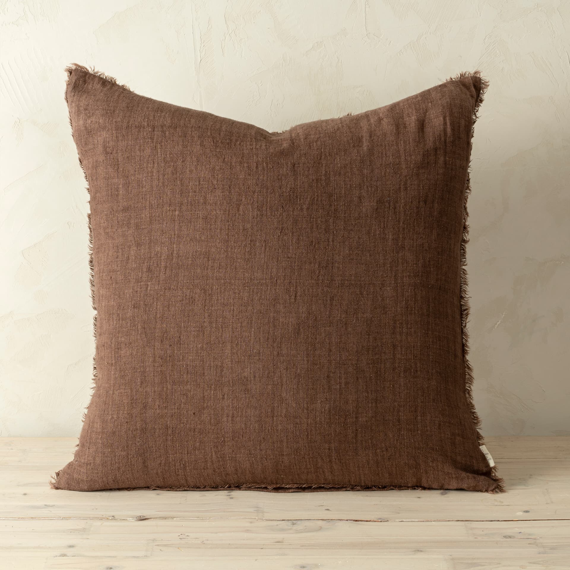 Lina 24x24 Mocha Linen Decorative Pillow Cover w/Filler — product photograph