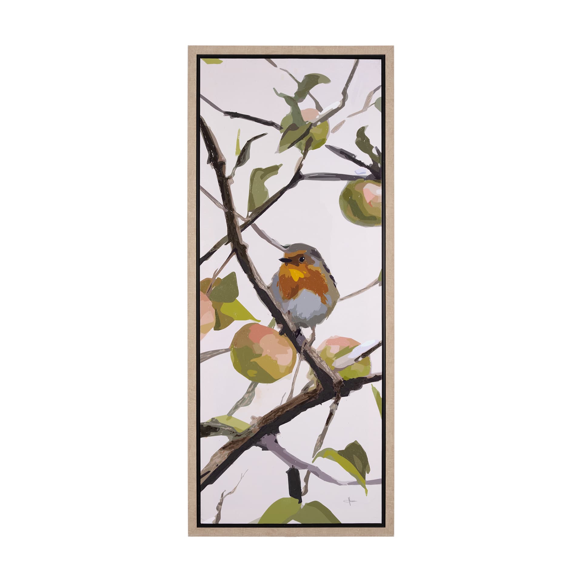 Birds & Apples I by Mercana Studio a Hand Embellished Textured Framed Canvas — product photograph