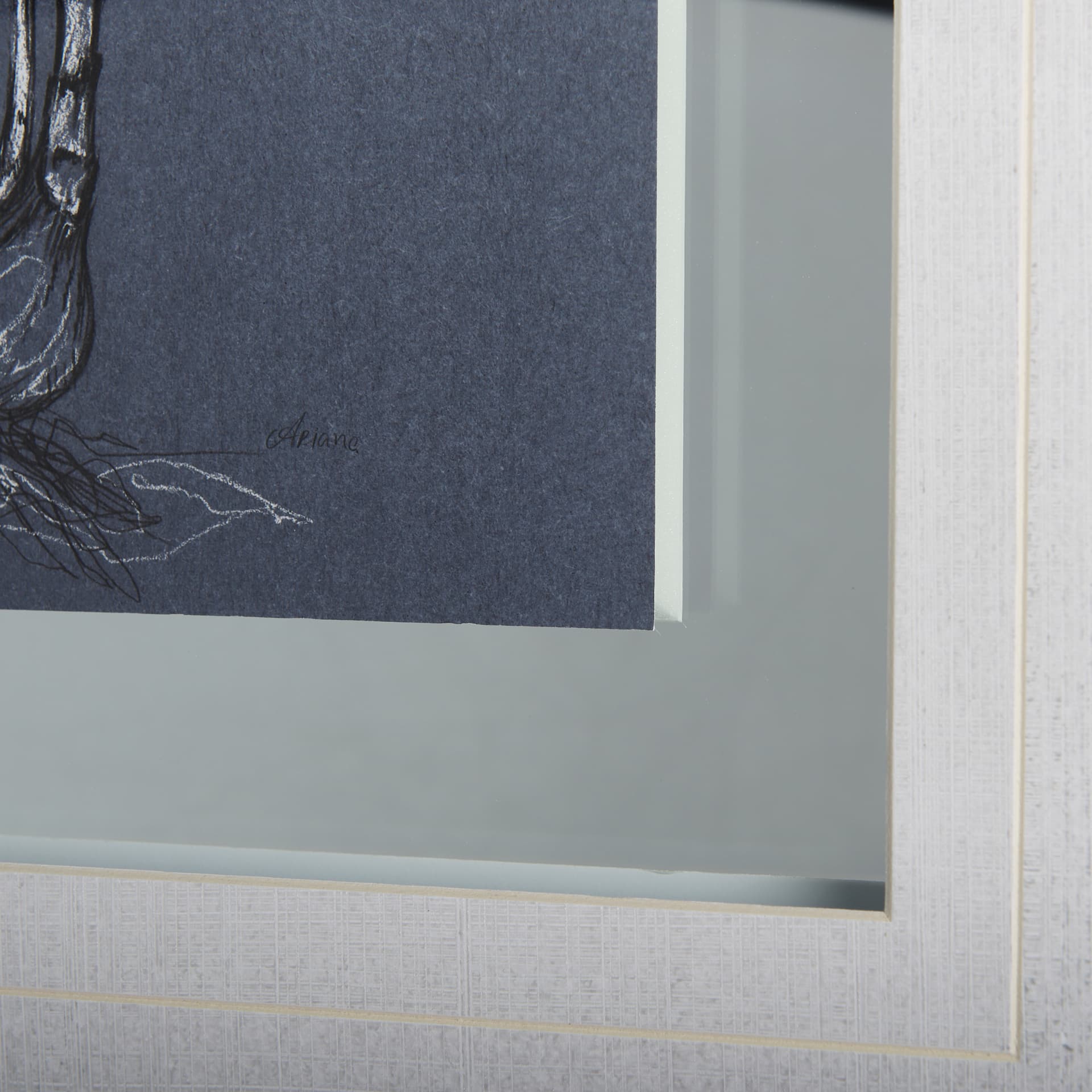 Botanical sketches II (Blue) by Mercana Studio Hand Embellished Framed Art Print Matted under Glass — product photograph