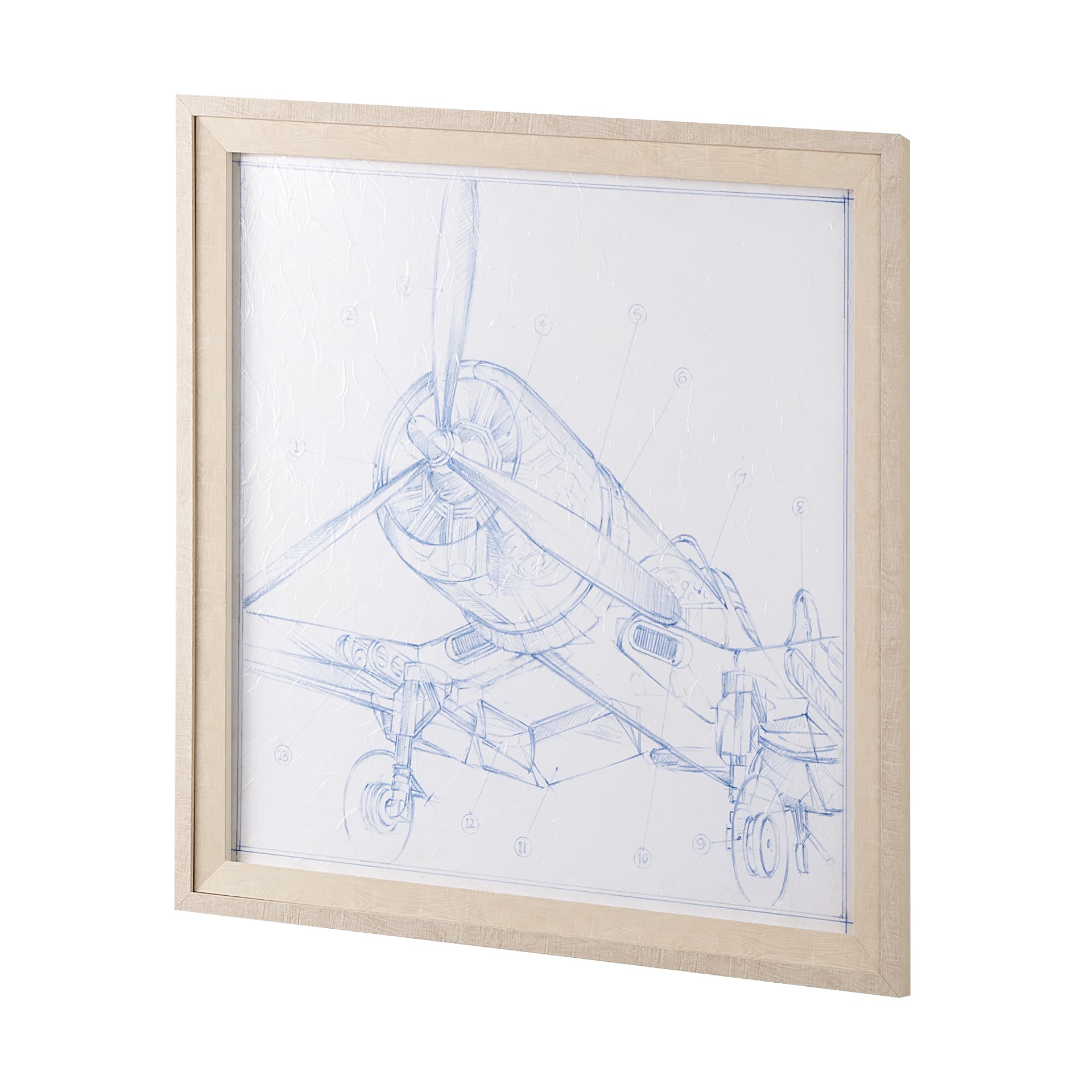 Airplane Mechanical Sketch II by Ethan Harper a Hand Embellished Textured Framed Art Print — product photograph