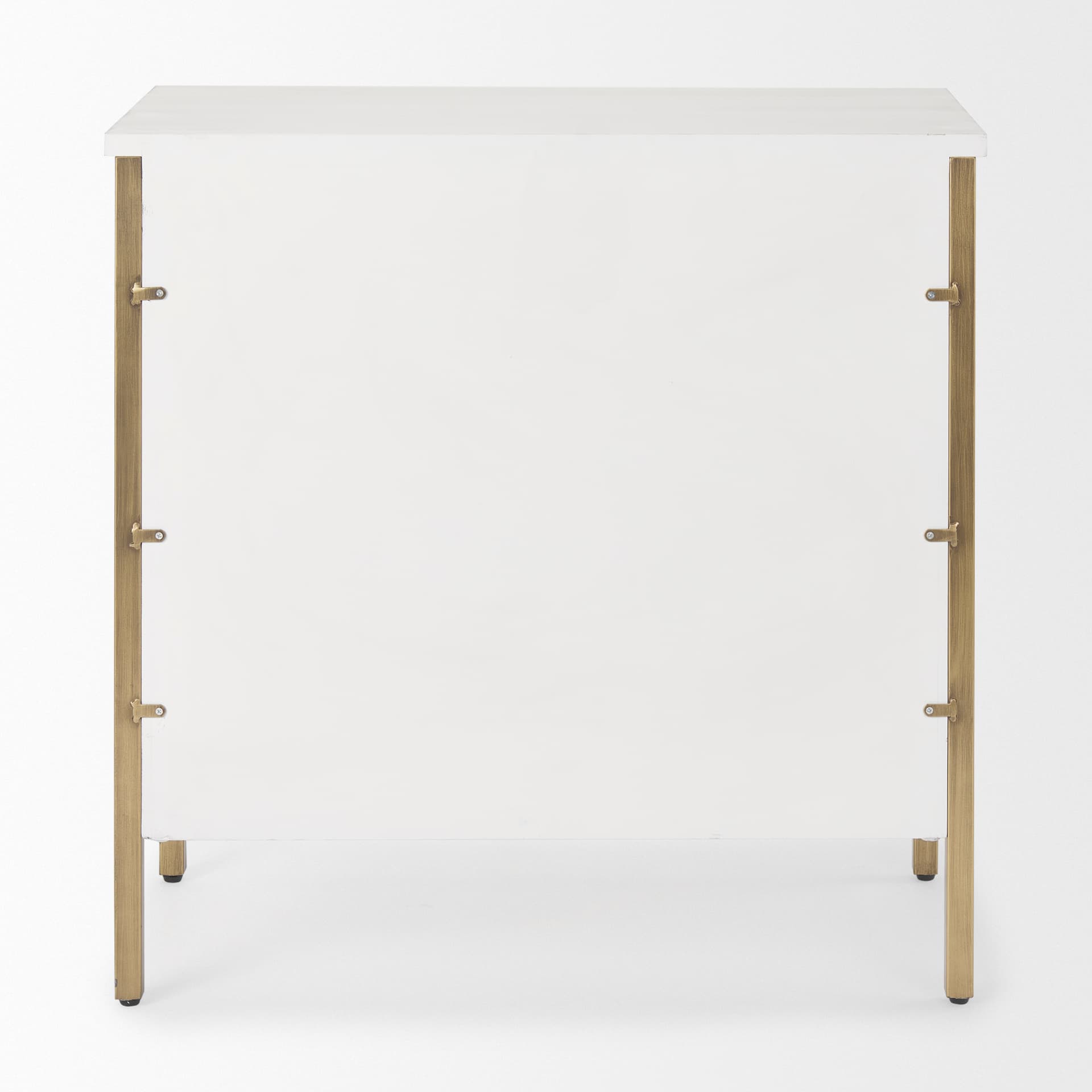 Savannah White Fir Veneer w/ Gold Metal 3-Drawer Accent Cabinet — product photograph