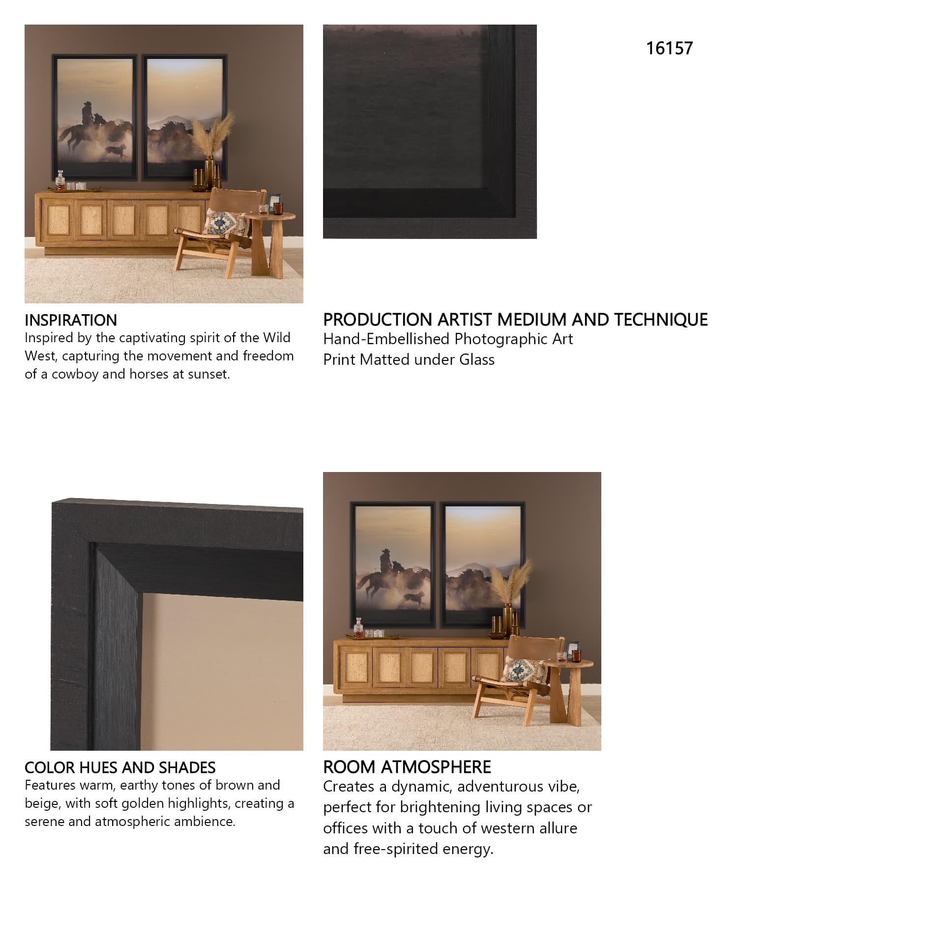 Dusty Herd Chase (Set of 2) by Ismail Atabek FramedPhoto Print Matted under Glass — in a styled room
