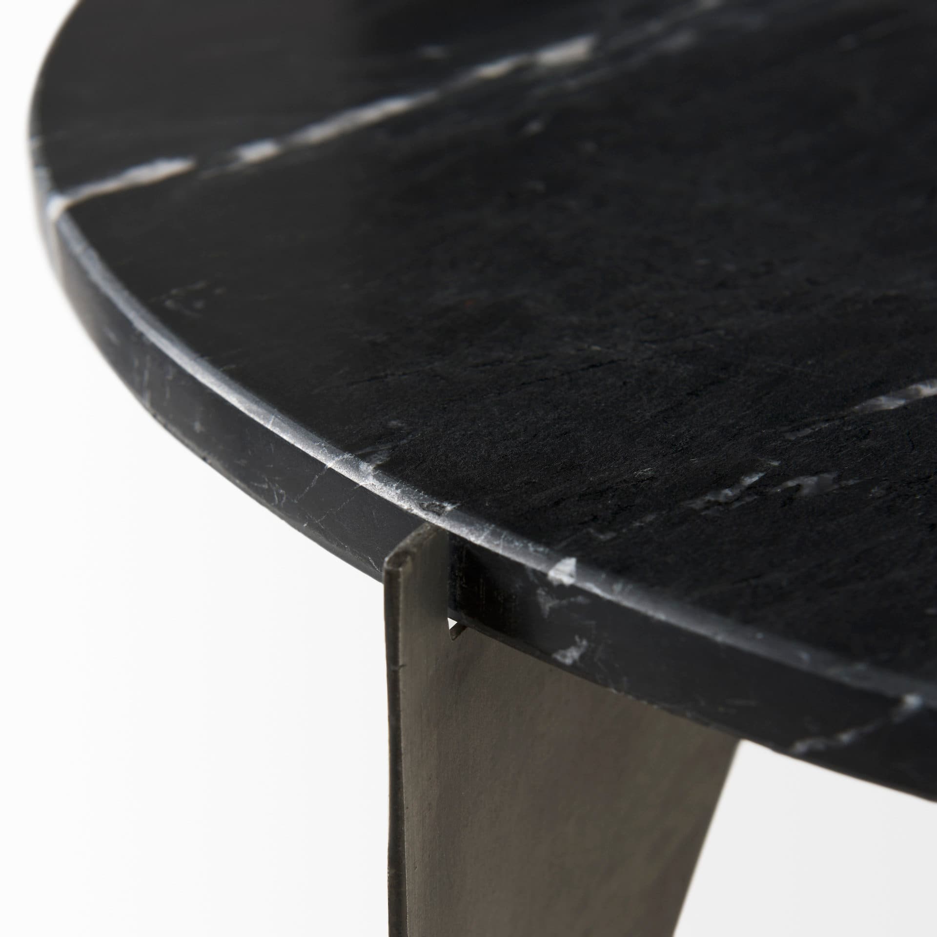 Reinhold II 21L x 21W x 21H Black Marble Top Iron Side Table — product photograph