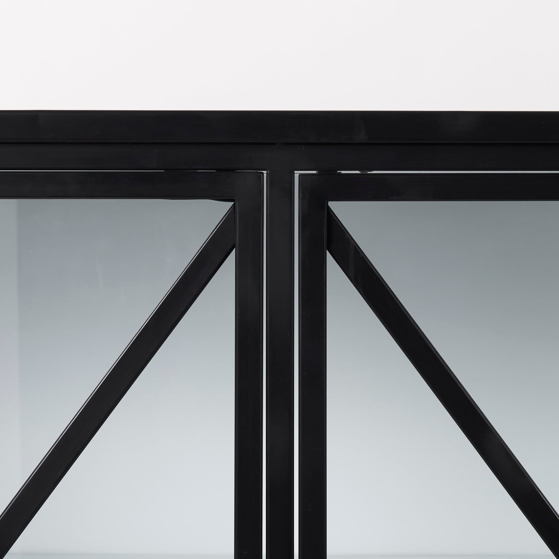 Aurelia 79.0L x 16.0W x 33.0H Black and White Metal Four Door Glass Cabinet — product photograph