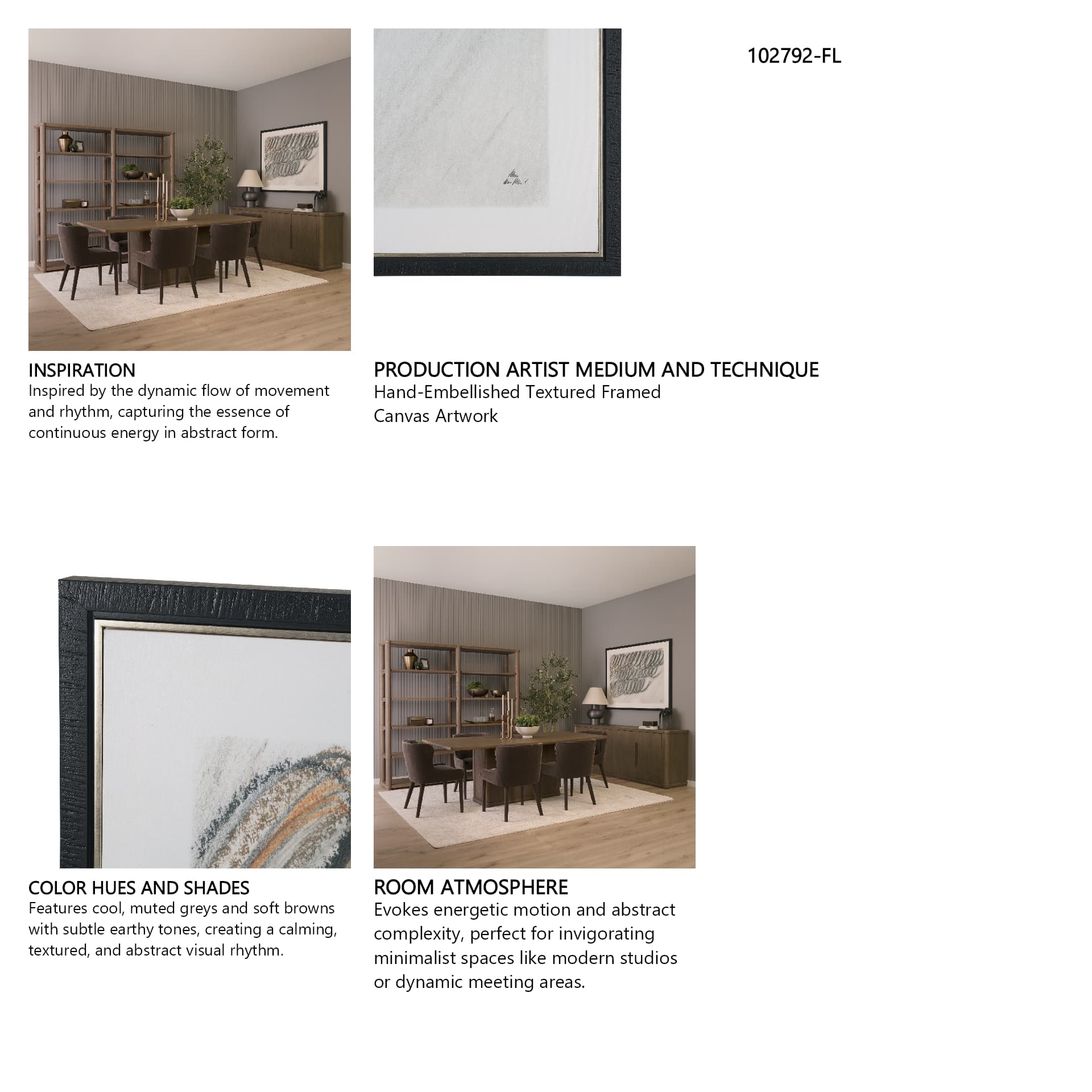 Helical by Mercana Studio Hand-Embellished Textured Framed Canvas Artwork — in a styled room