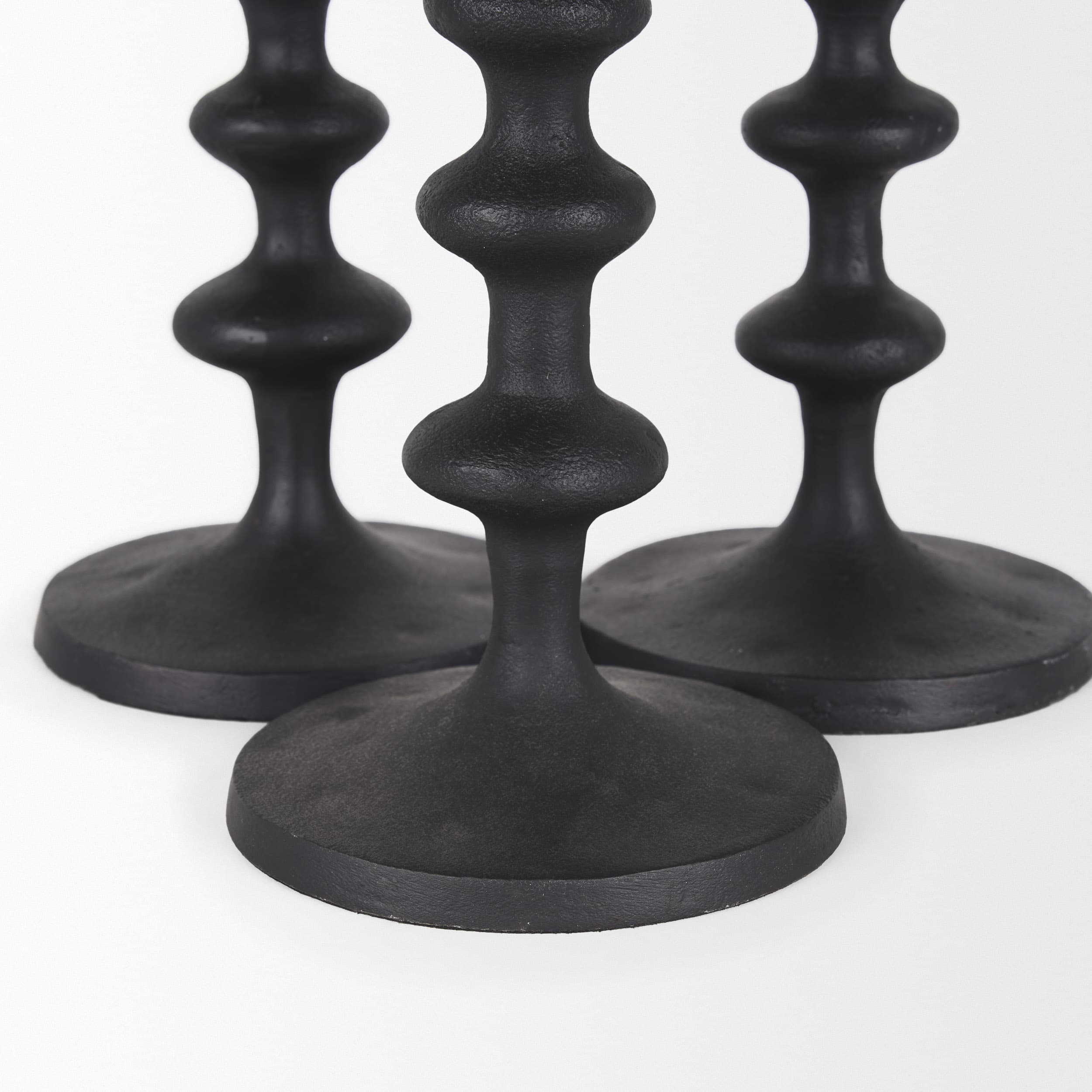 Paolo Matte Black Metal Candle Holder (Set of 3) — product photograph