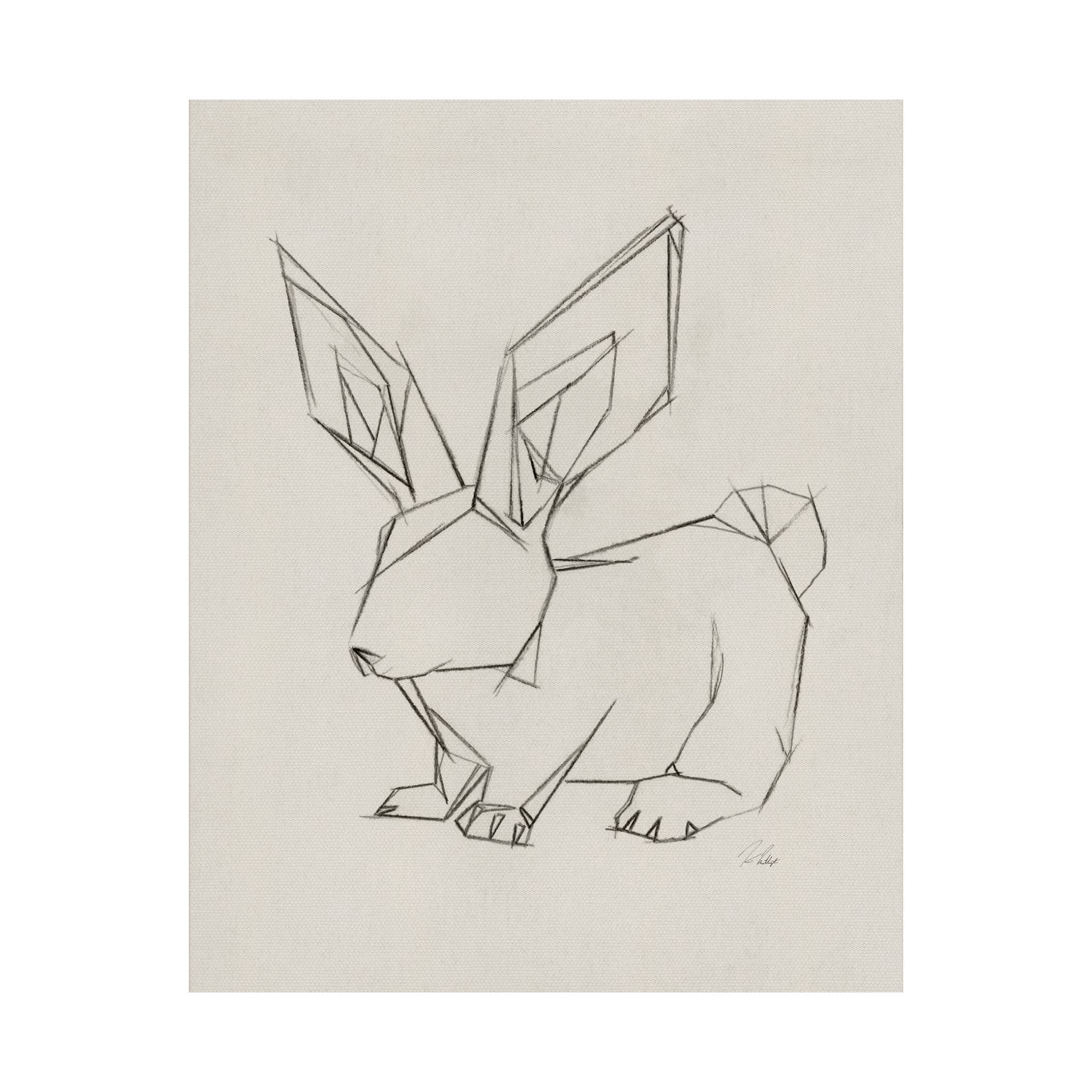 Geo Bunny by Mercana Studio a Hand Embellished Textured Canvas — product photograph