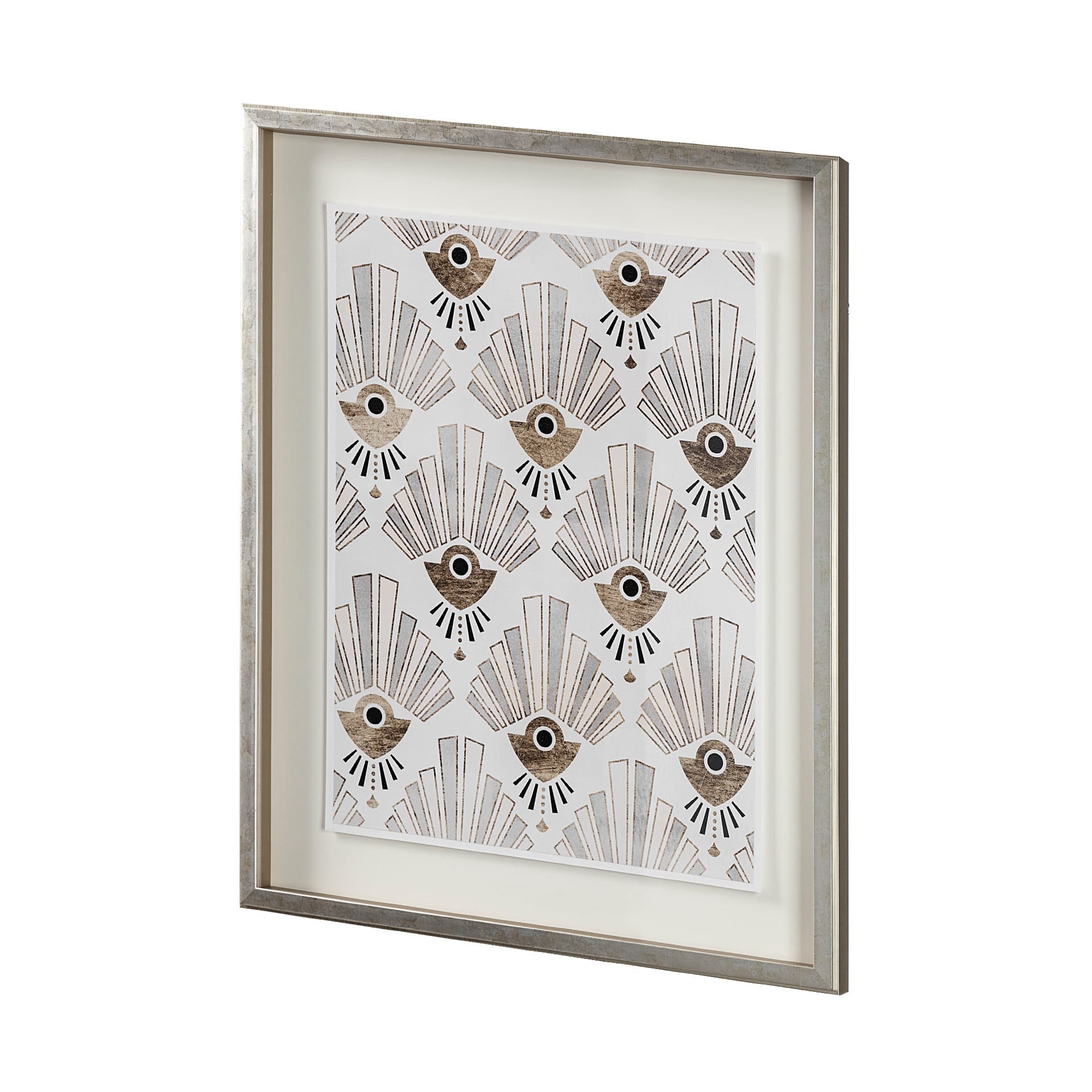 Deco Patterning III by Victoria Barnes Hand Embellished Textured Framed Art Print Matted under Glass — product photograph