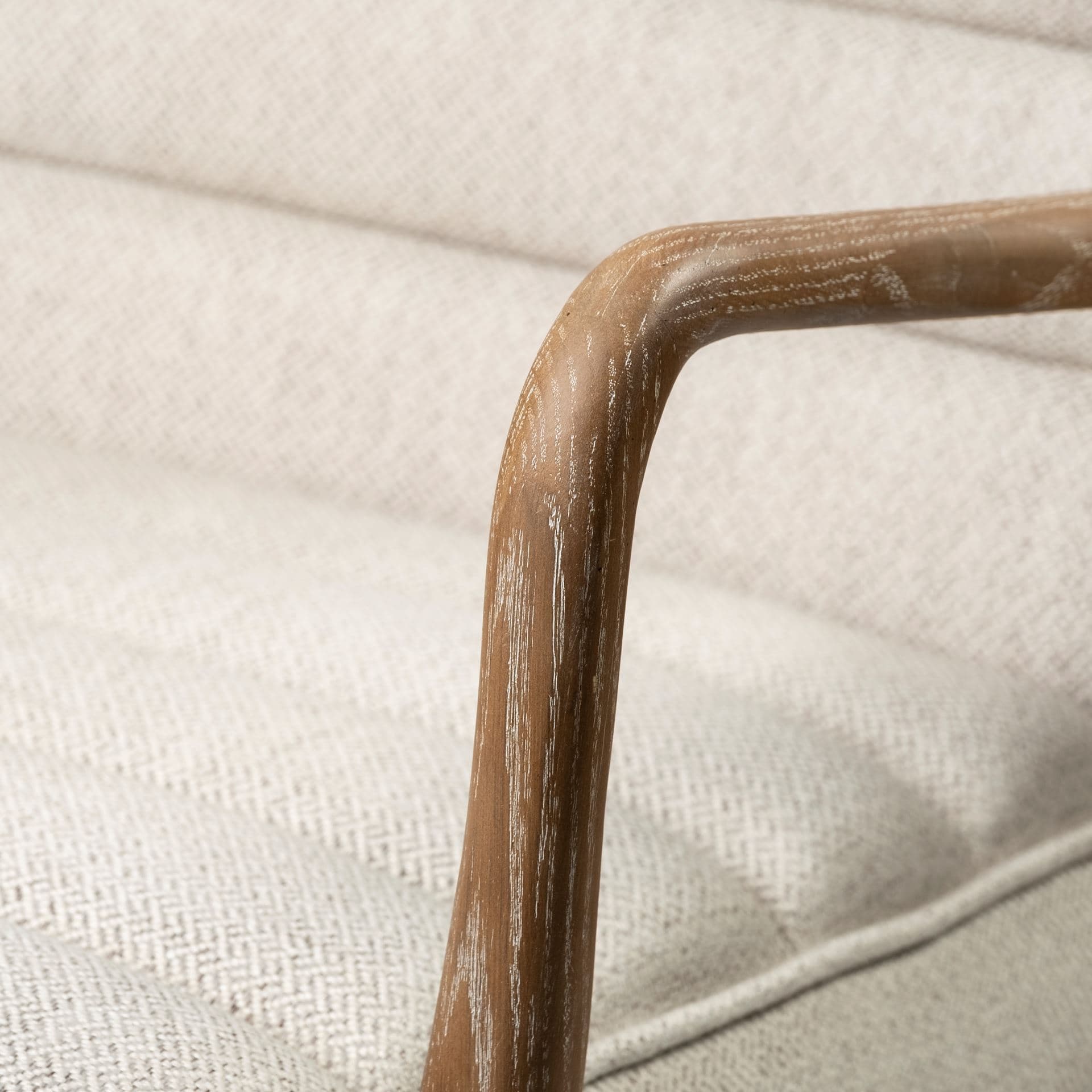 Ajax II Cream Fabric W/ Brown Wooden Frame Accent Chair — product photograph