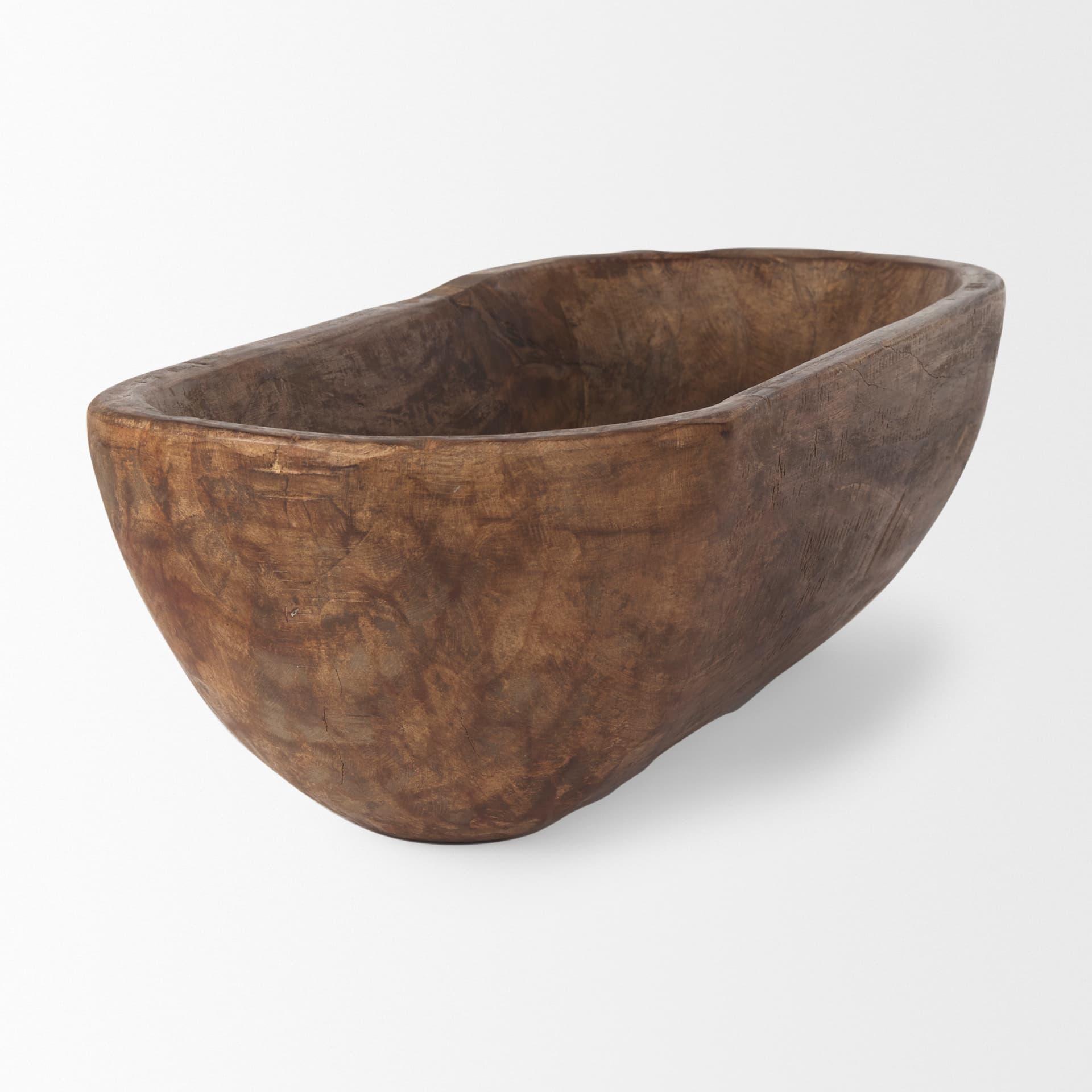 Athena Extra Large Oblong Medium Brown Reclaimed Wood Bowl — product photograph