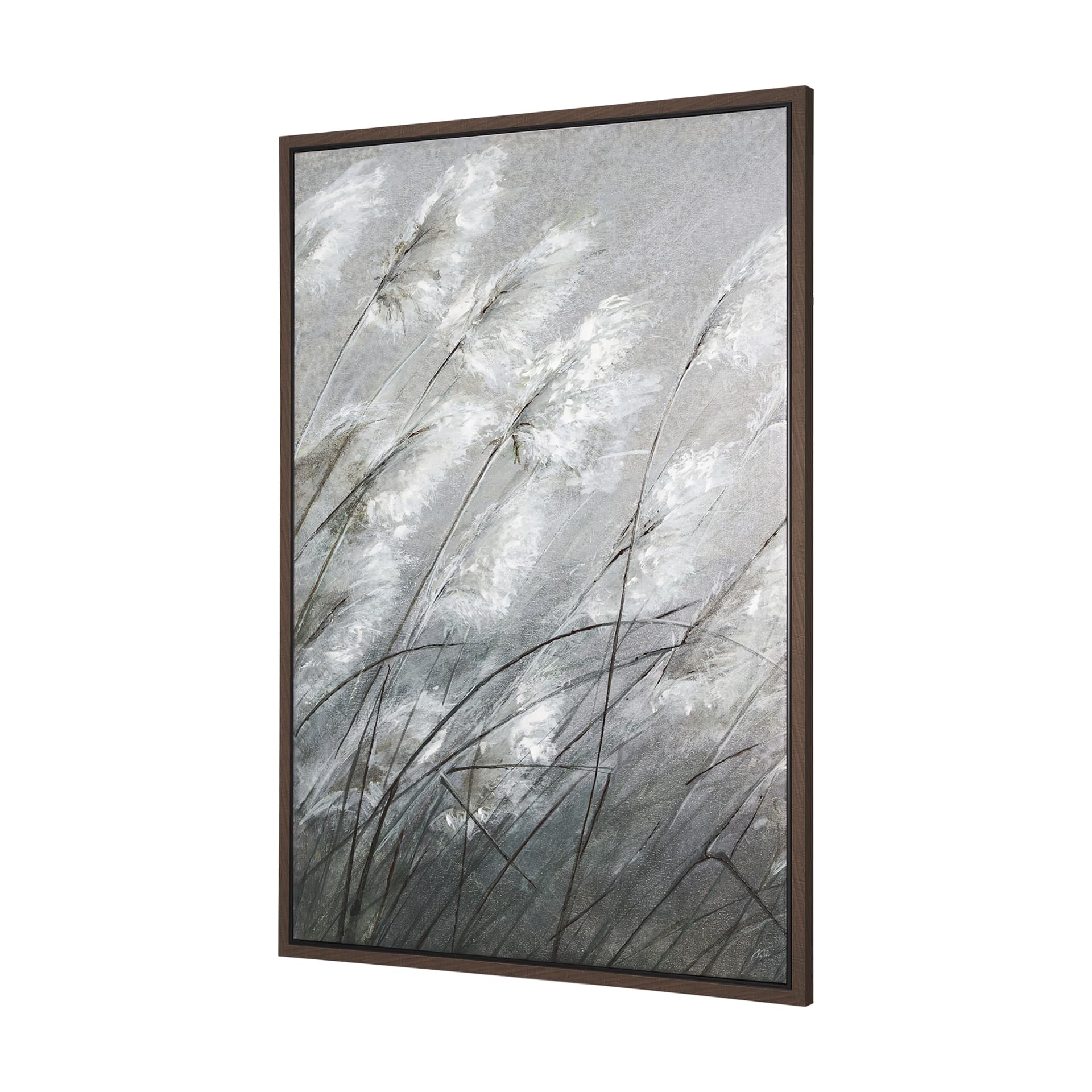 Pampas Grass Breeze I by Mercana Studio a Hand Embellished Textured Framed Canvas — product photograph