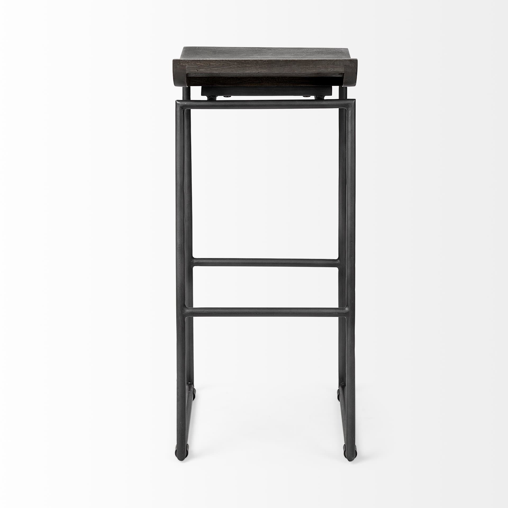 Givens Low Back 32in Seat Bar Stool | Black Wood w/ Black Metal — product photograph