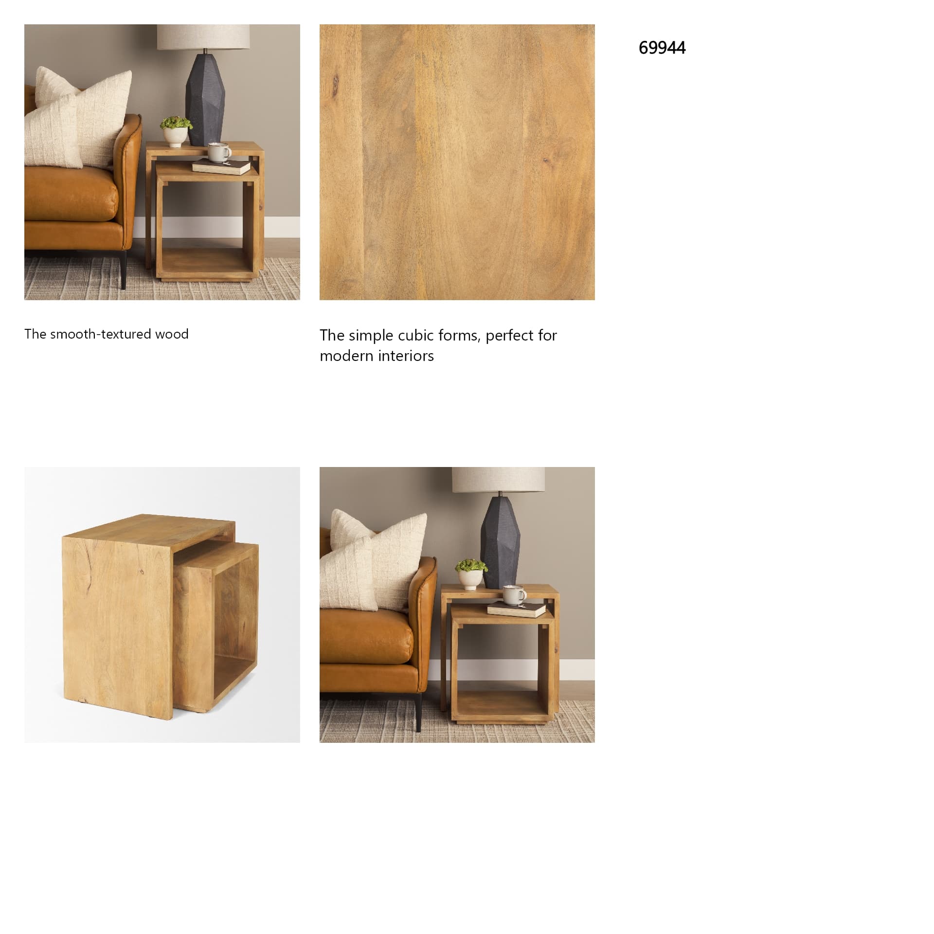 Alanna 22.0L x 15.0W x 22.0H Set of 2 Brown Wood Nesting Accent Tables — in a styled room