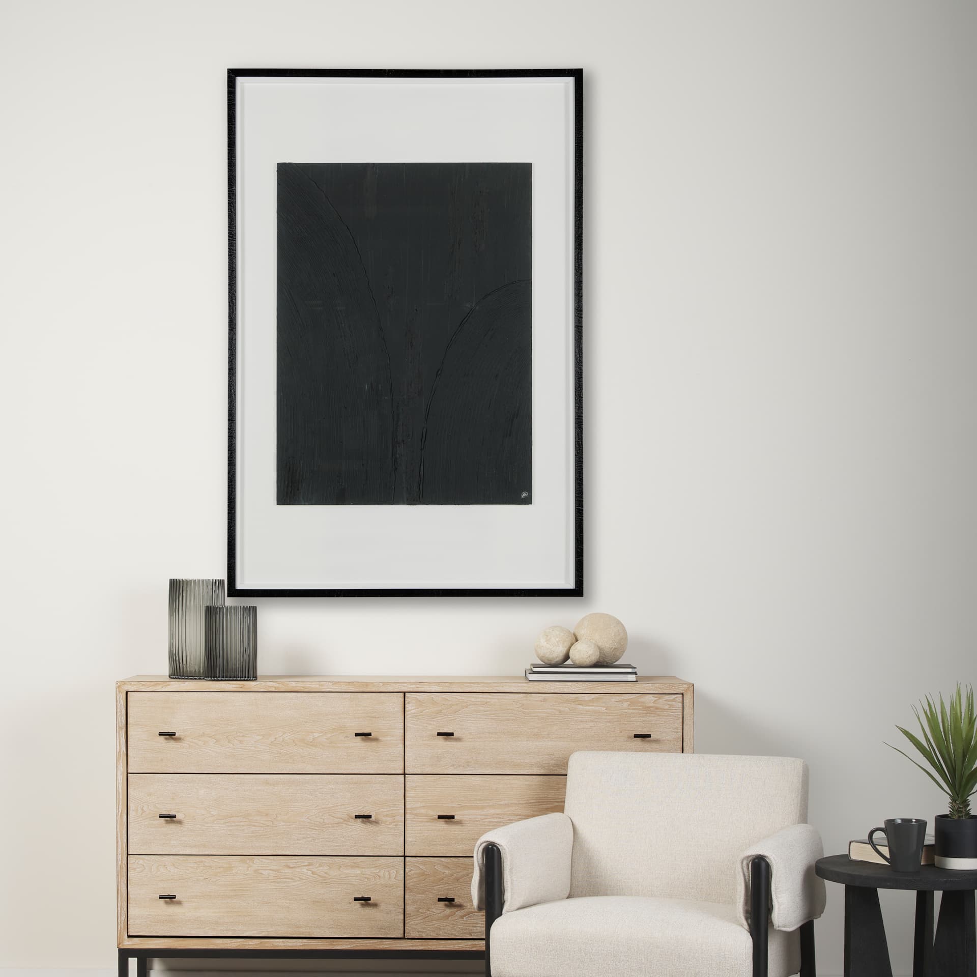Slate I by Studio M a handmade Original Framed Artwork under Glass — in a styled room