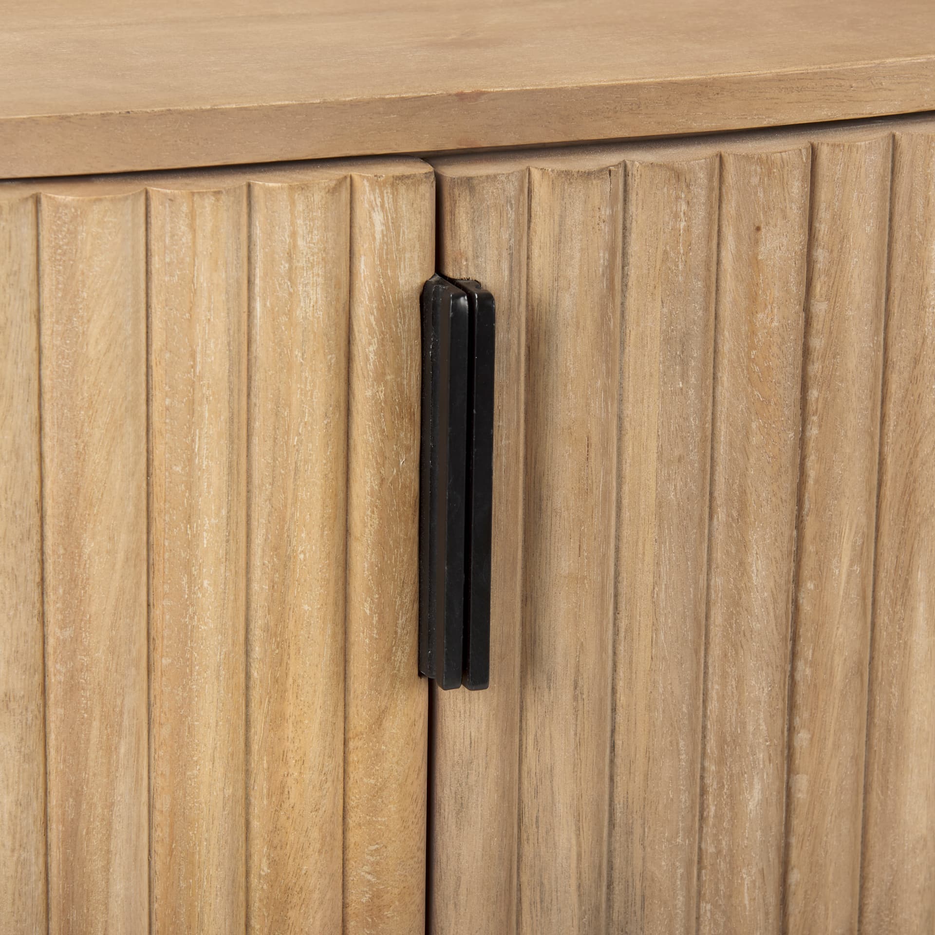 Terra Fluted Light Brown Wood 2-Door Accent Cabinet — product photograph