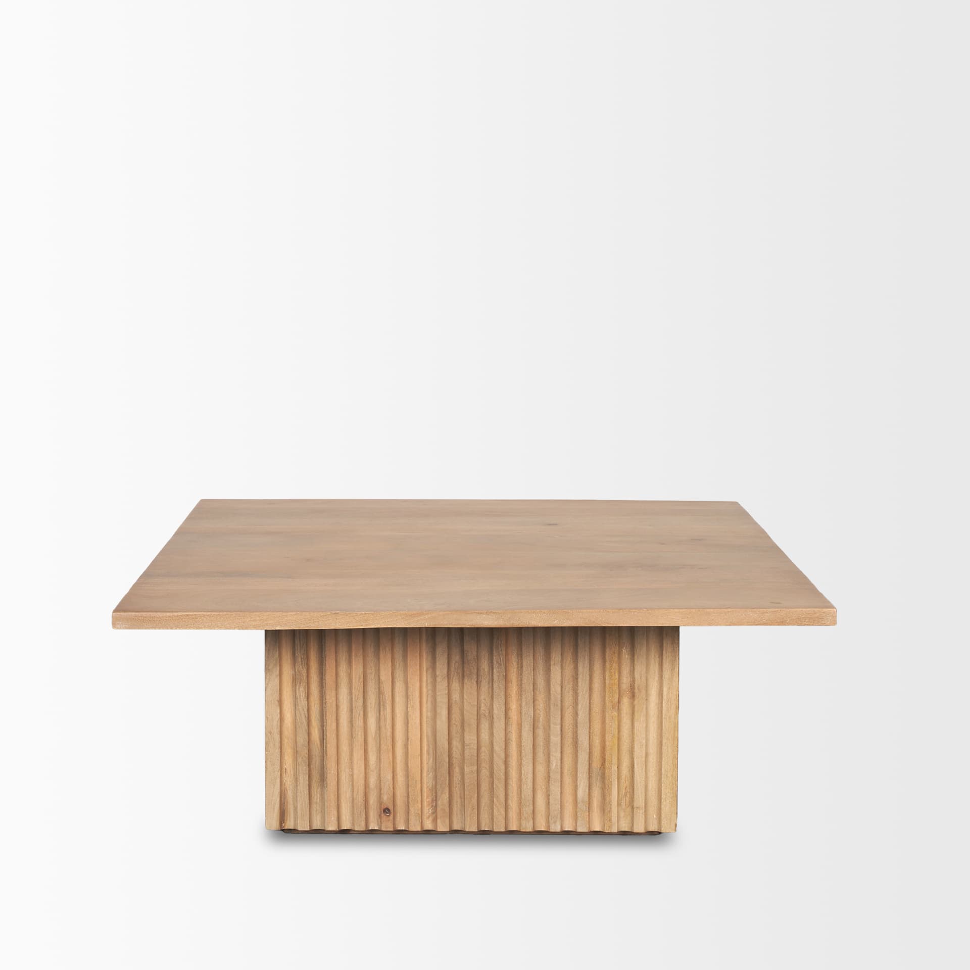 June Light Brown Wood w/ Fluting Square Coffee Table — product photograph