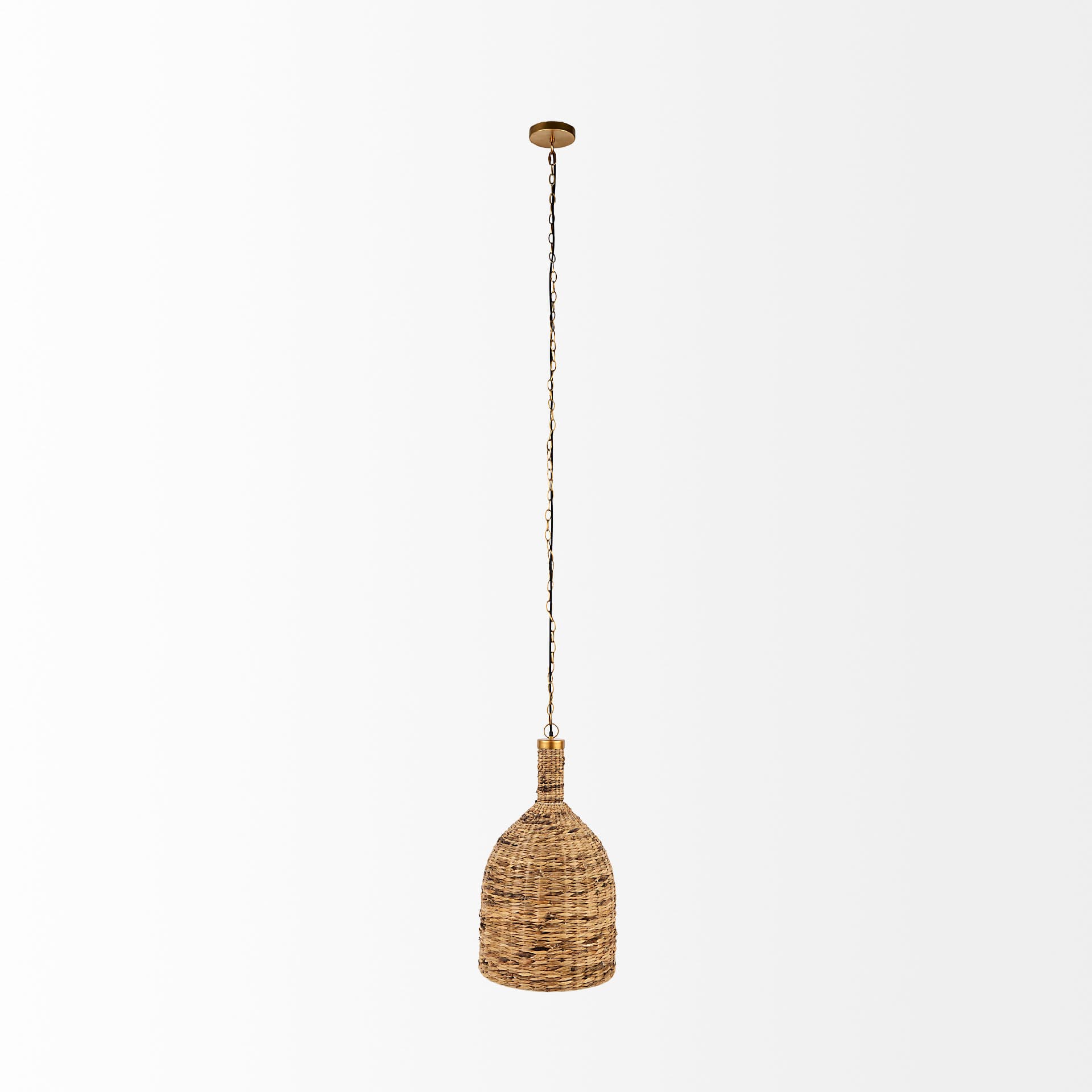 Campanile 16.0L x 16.0W x 27.0H Brown Whicker Pendant Light — product photograph