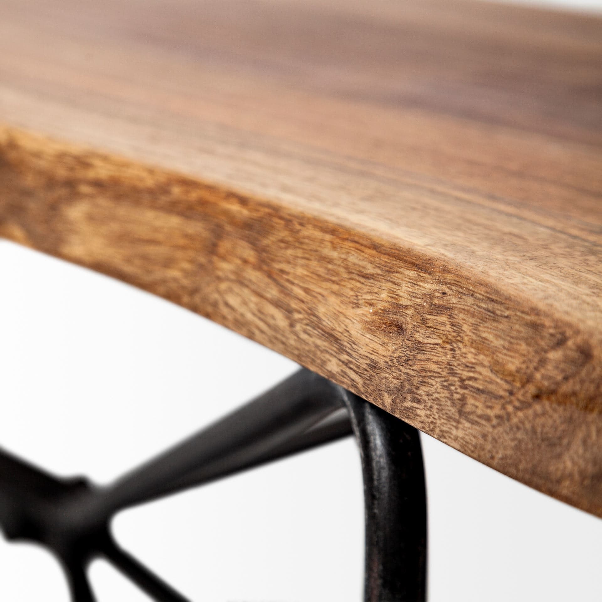Papillion III 66x18 Natural Solid Wood and Iron Dining Bench — product photograph