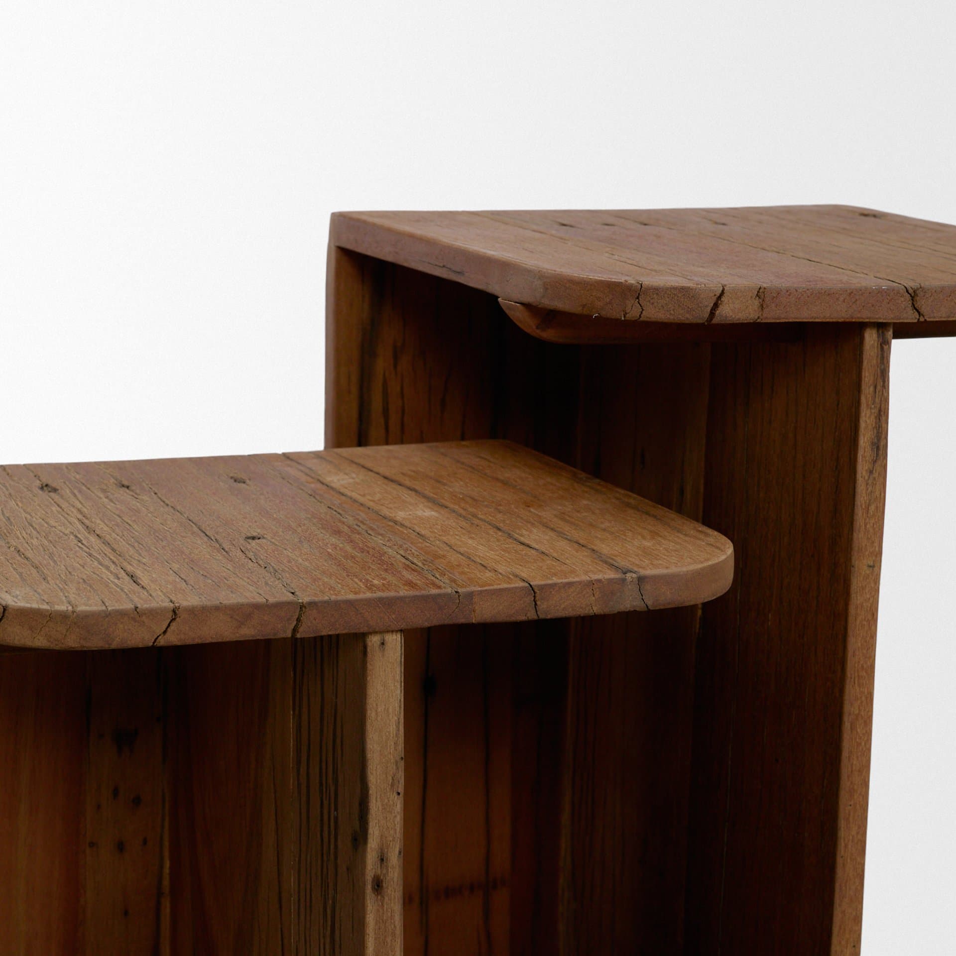 Lucan Mid-Dark Brown Reclaimed Wood Side Tables — product photograph