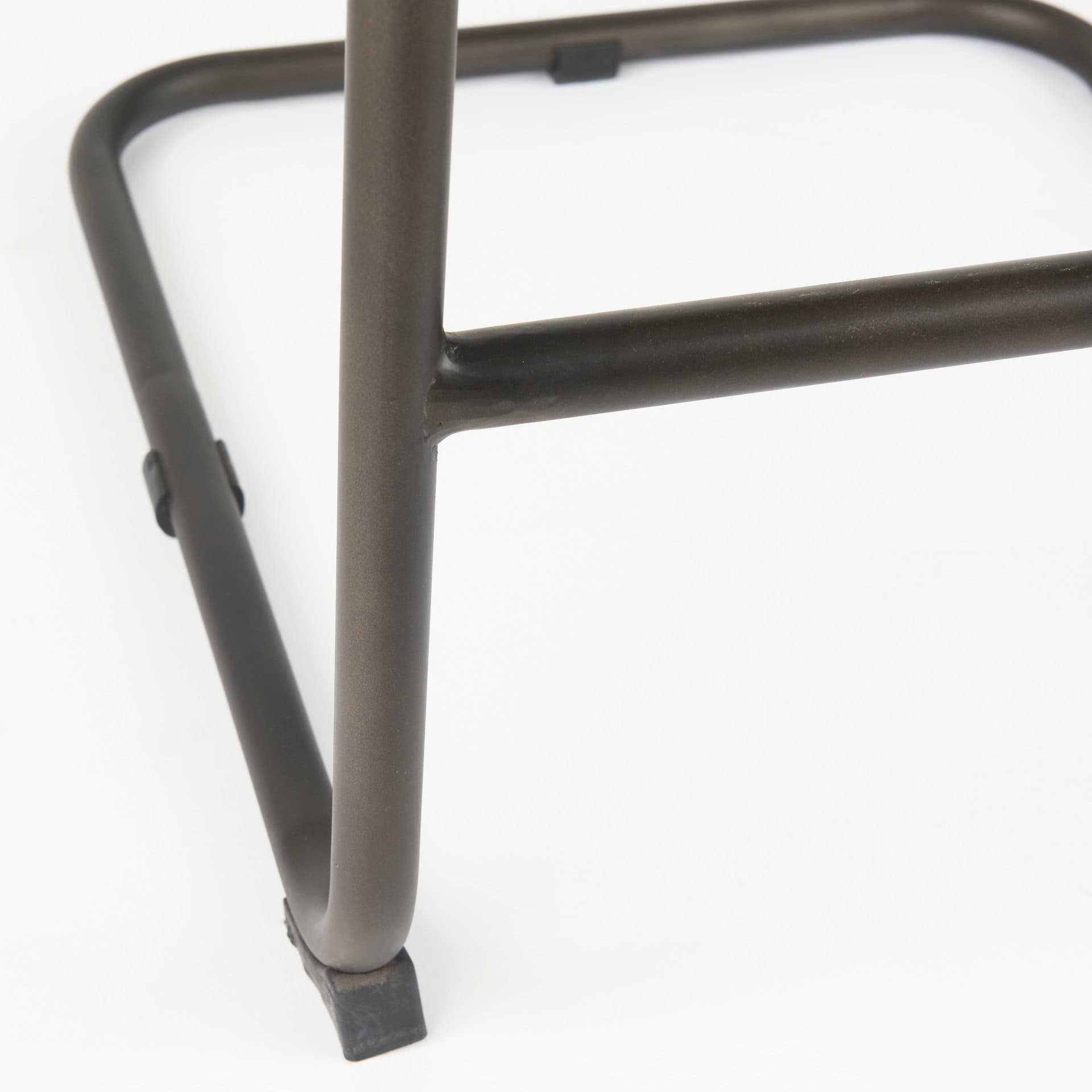 Berbick Low Back 26in Seat Counter Stool | Black Leather w/ Gray Metal — product photograph