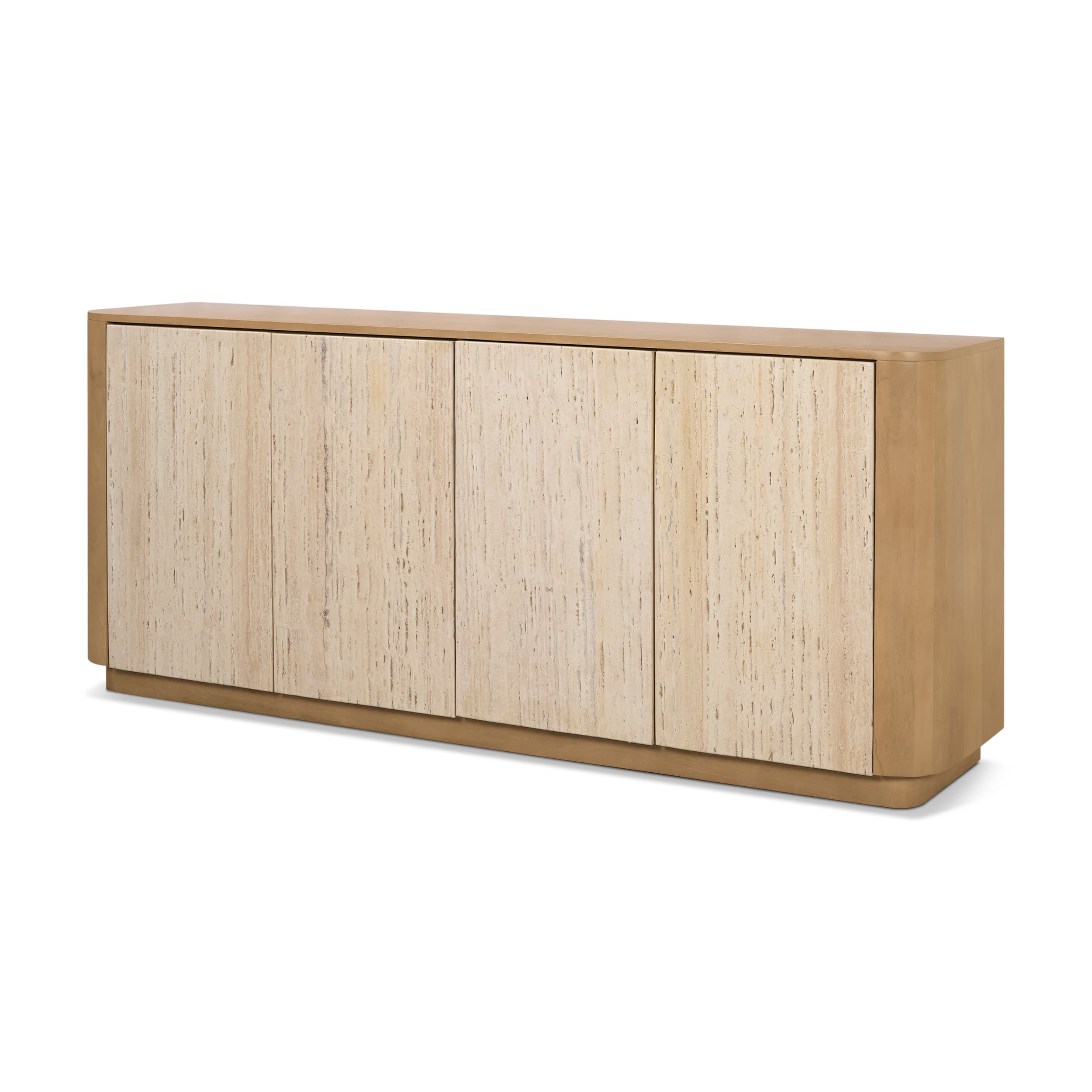 Serrin Solid Wood w/ Travertine 4 Door Closed Sideboard — product photograph