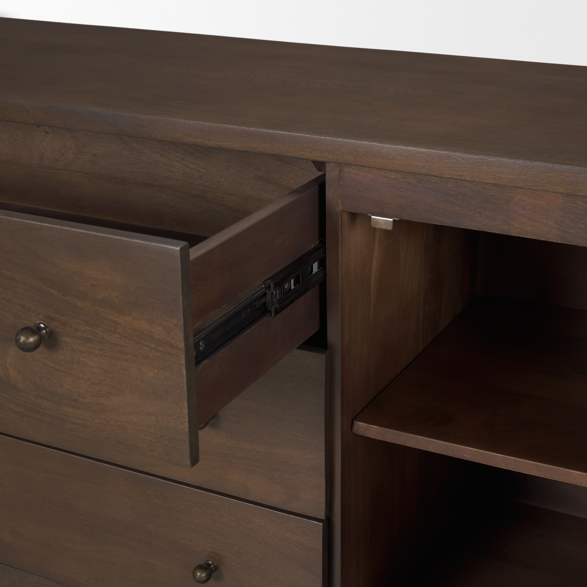 Jonan Dark Brown Wood w/ Dark Aged Brass 2 Door 3 Drawer Sideboard — product photograph