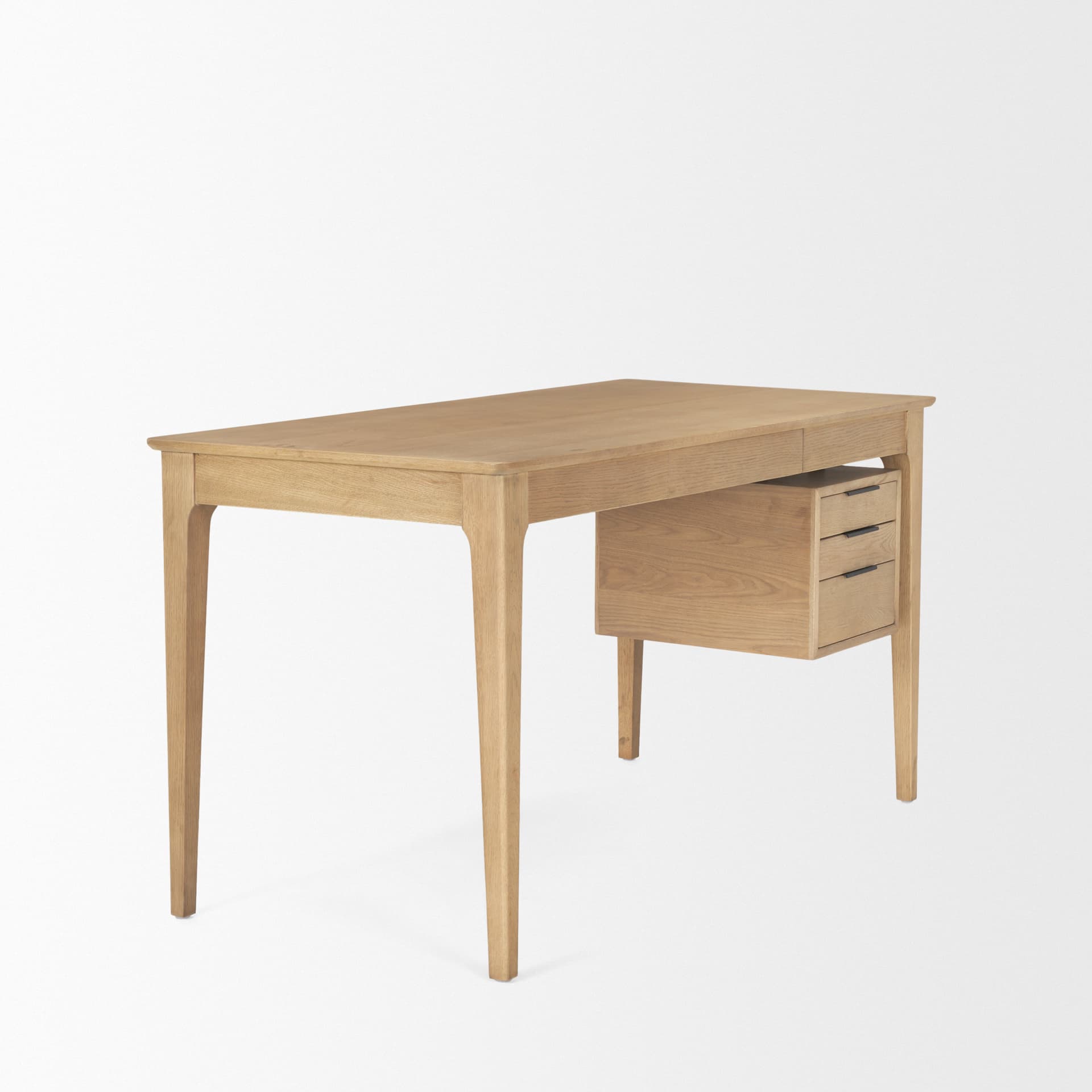 Tino Light Brown Oak Wood w/ 4 Drawers Desk — product photograph