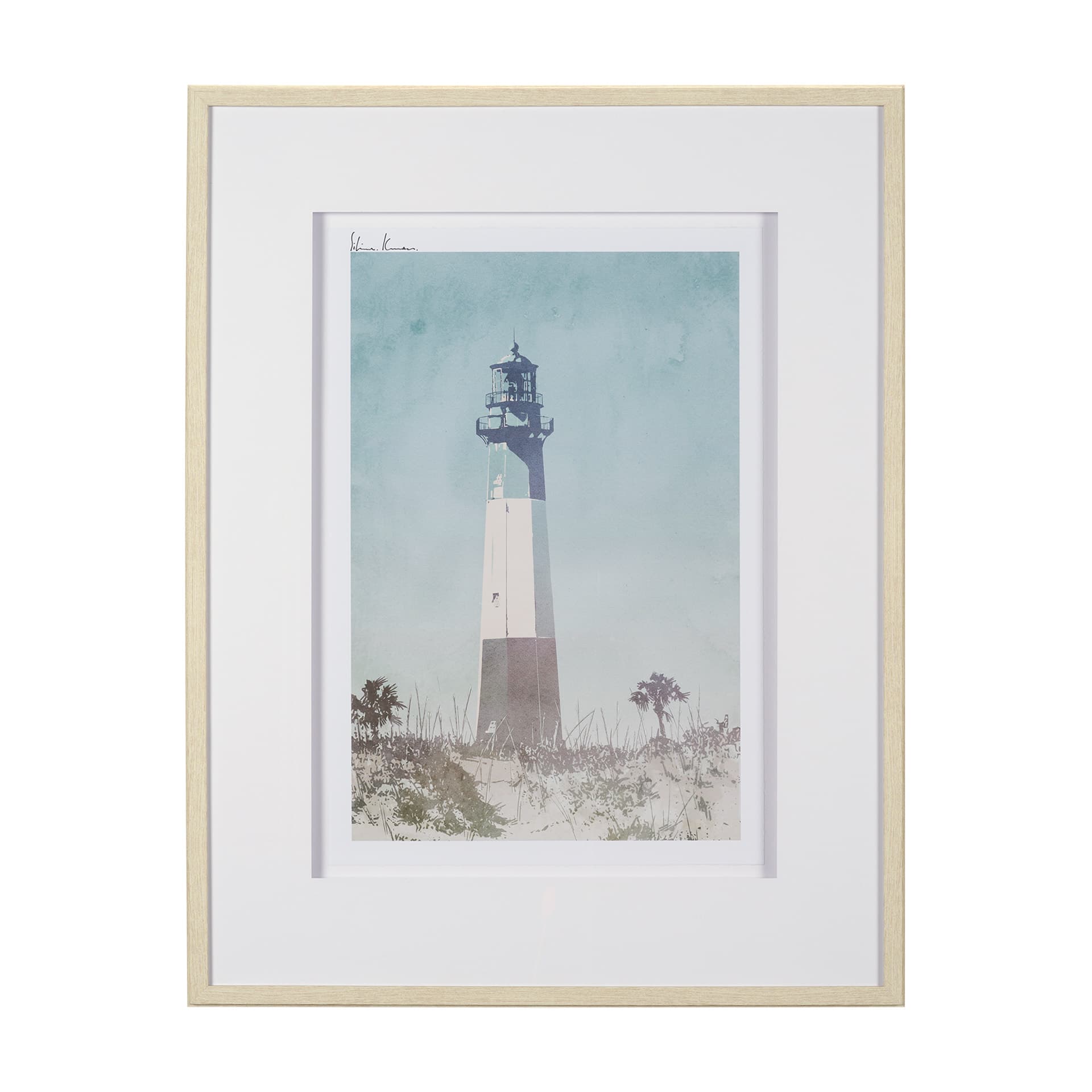 Lighthouse II-Tybee Island by Mercana Studio a Hand Embellished Framed Art Print Matted under Glass — product photograph