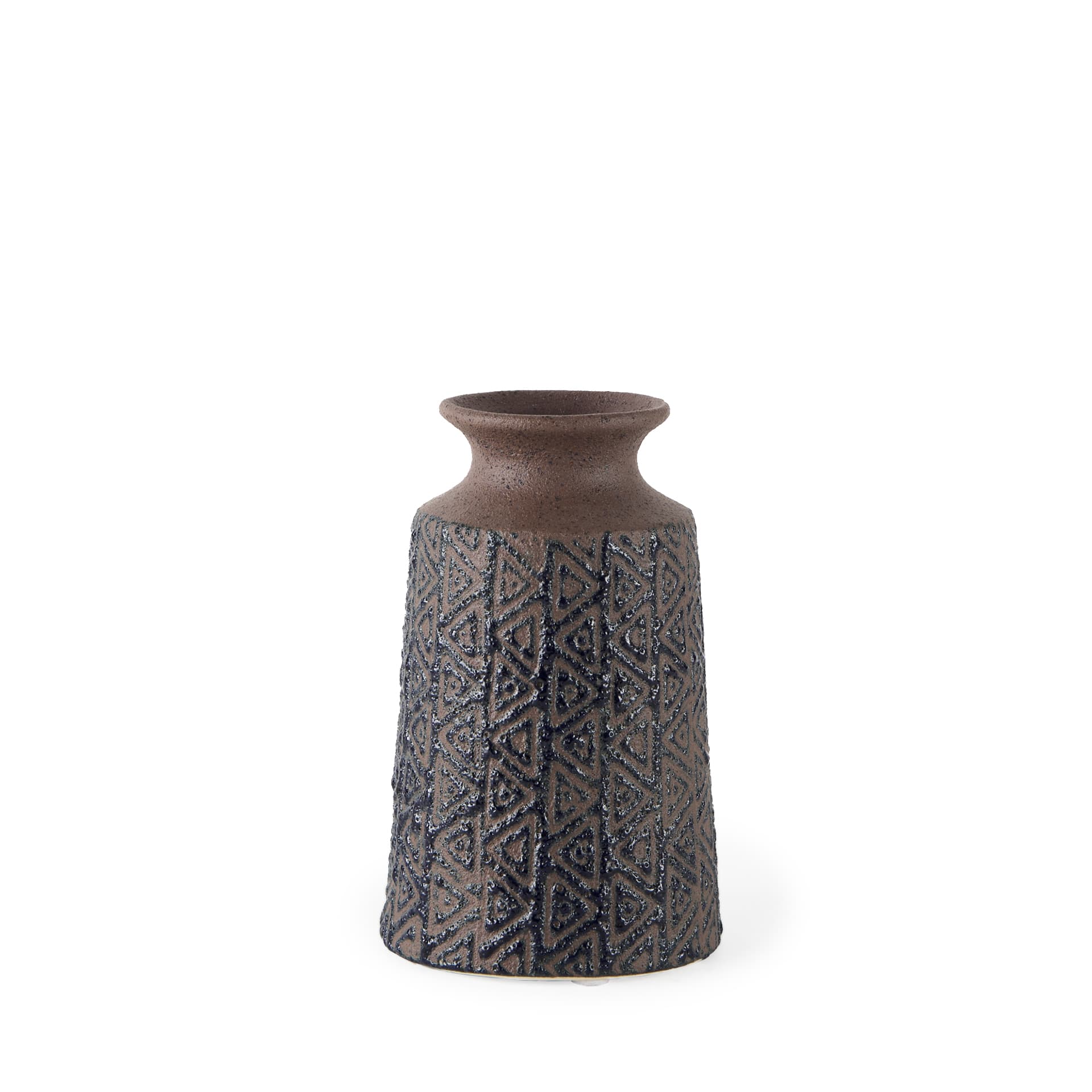 Sefina II Medium Brown/Black Patterned Ceramic Vase — product photograph